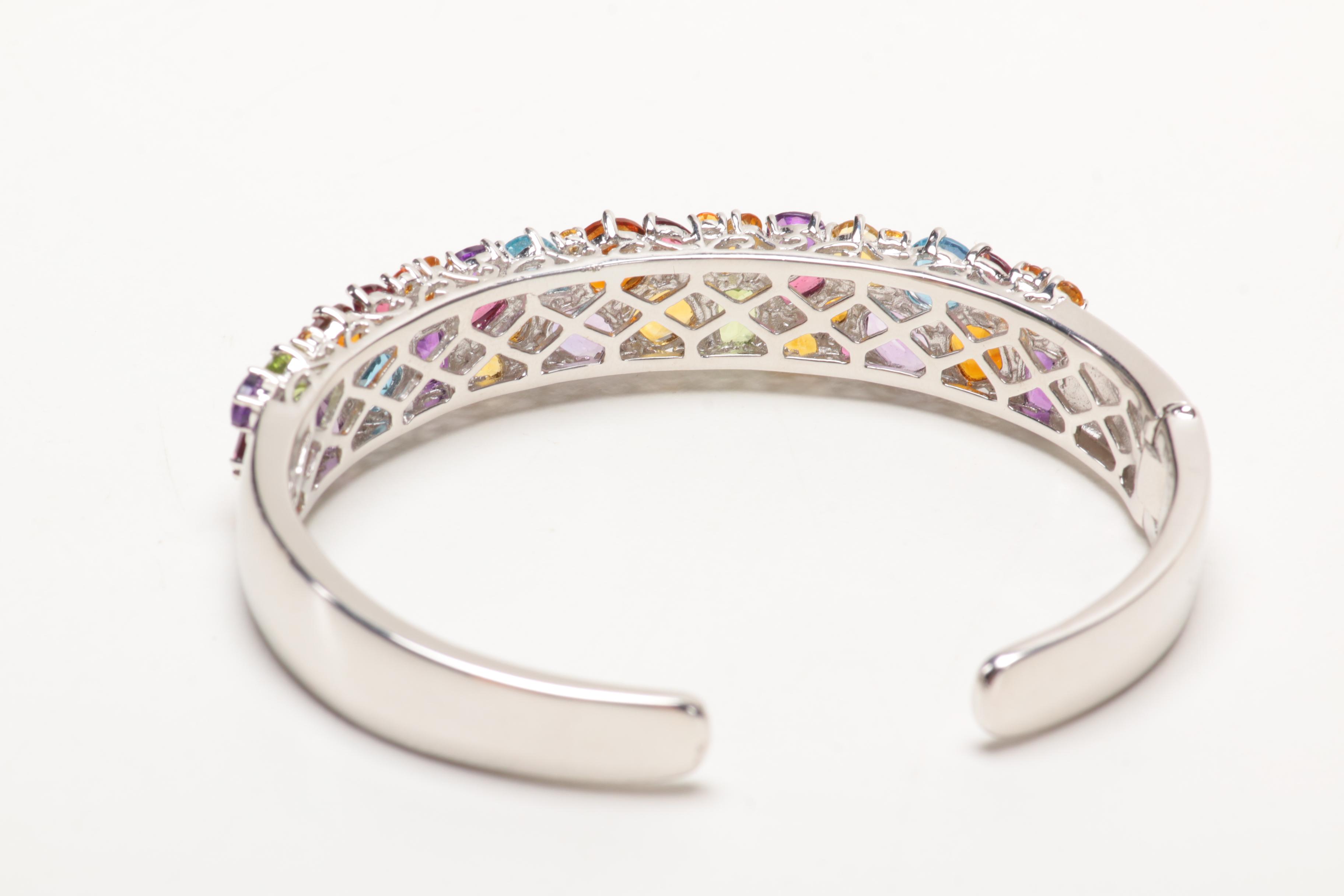 Sterling Silver Gemstone Bracelet With Matching Ring