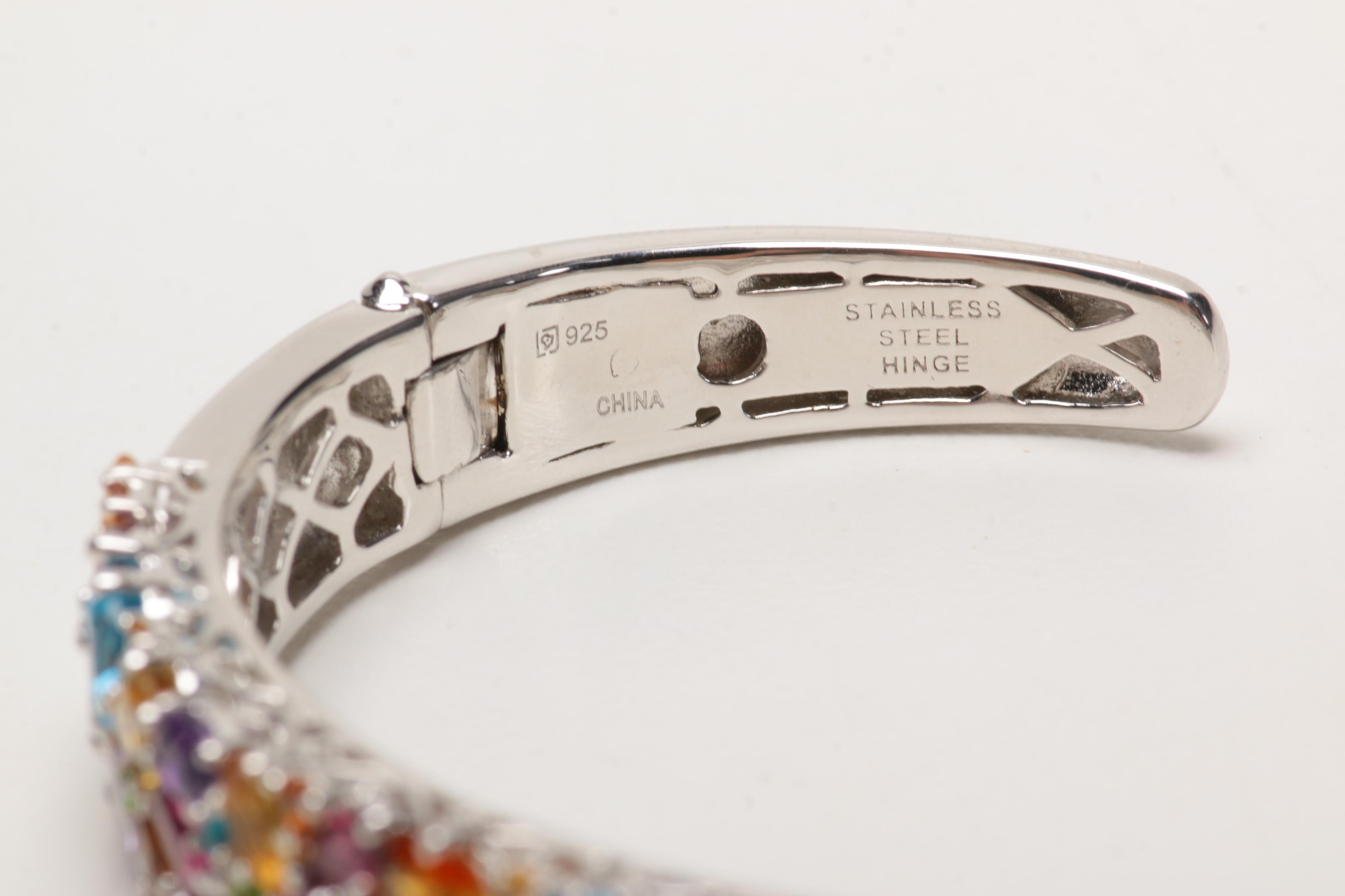 Sterling Silver Gemstone Bracelet With Matching Ring