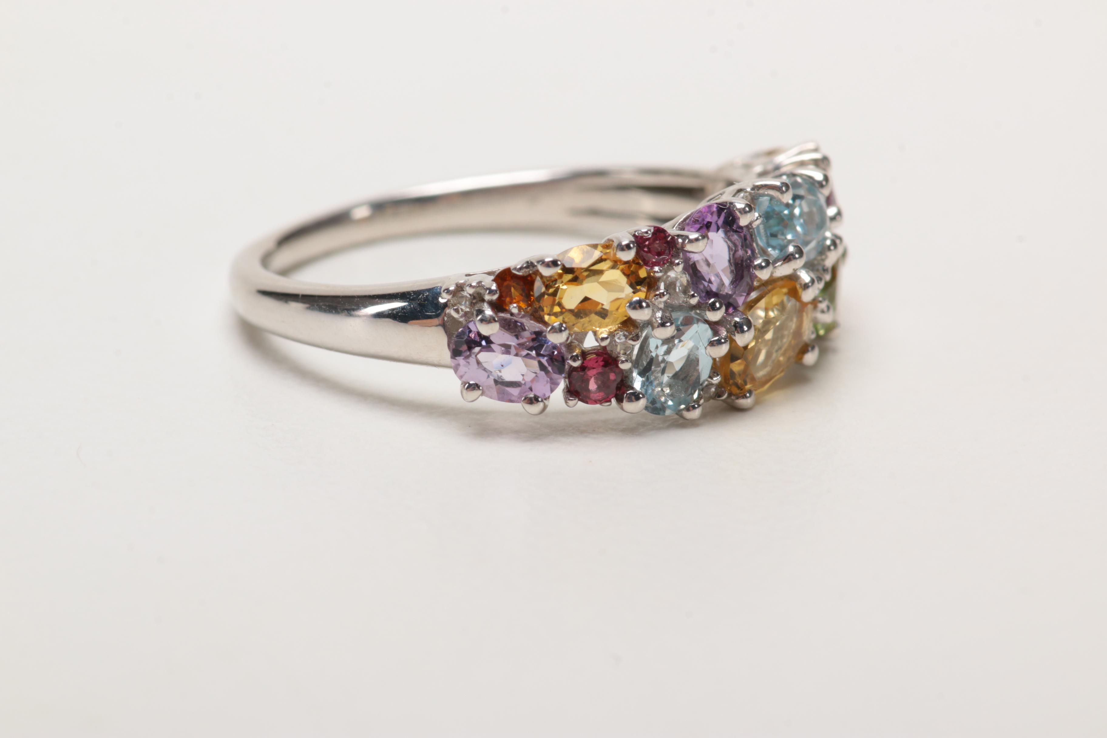 Sterling Silver Gemstone Bracelet With Matching Ring