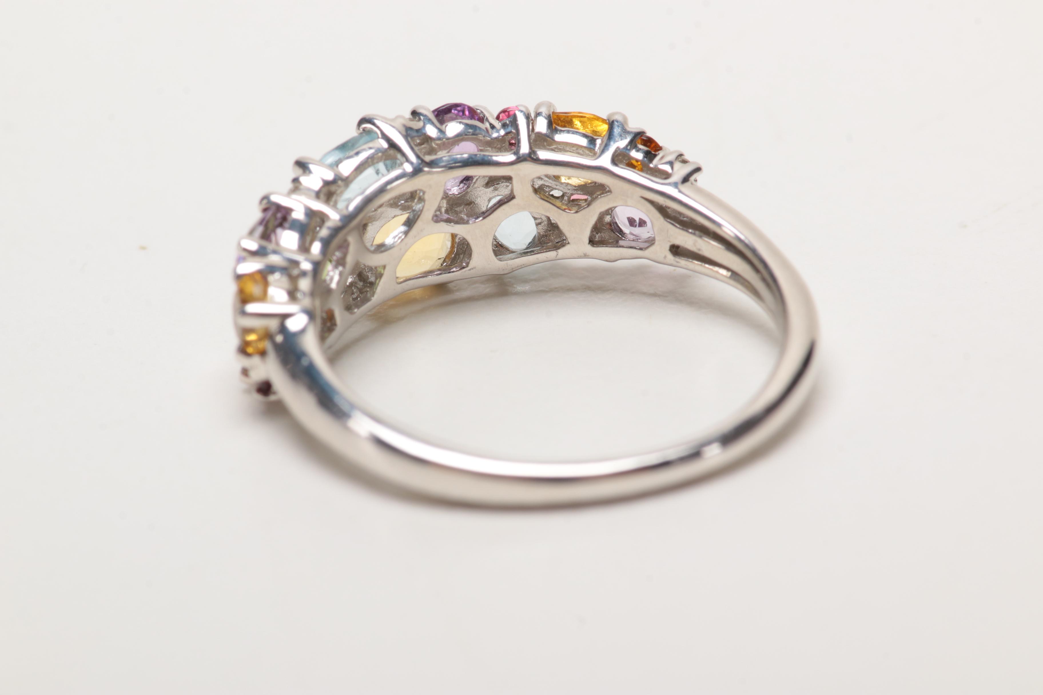 Sterling Silver Gemstone Bracelet With Matching Ring