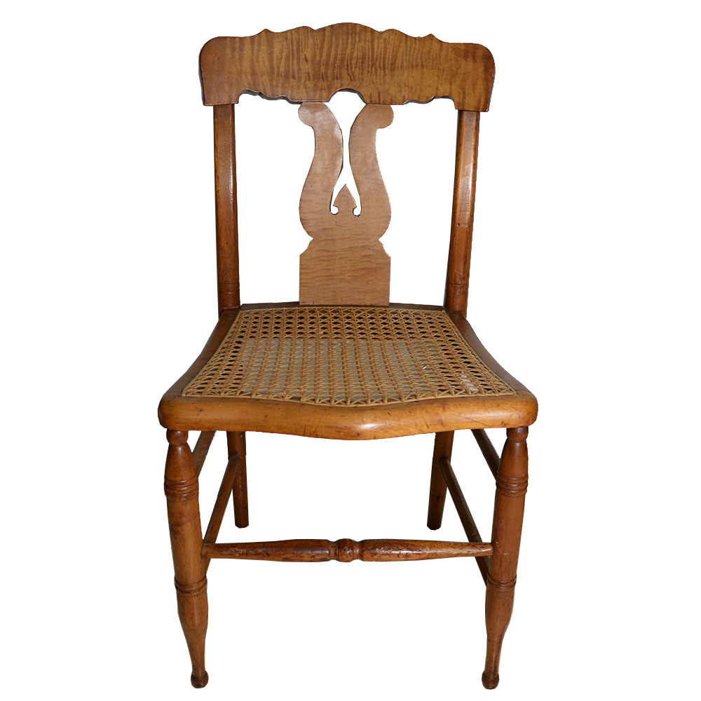 Pair of Caned Maple Side Chairs