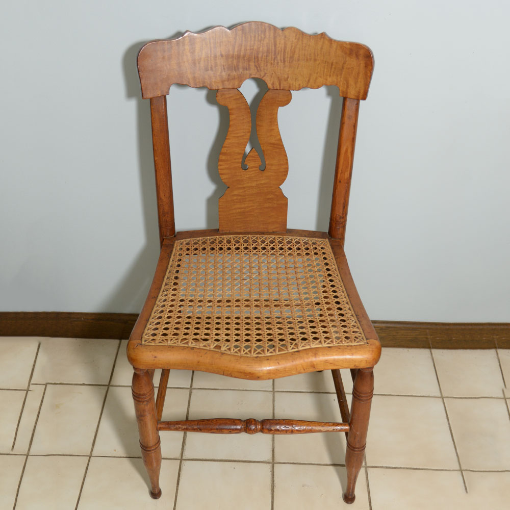 Pair of Caned Maple Side Chairs