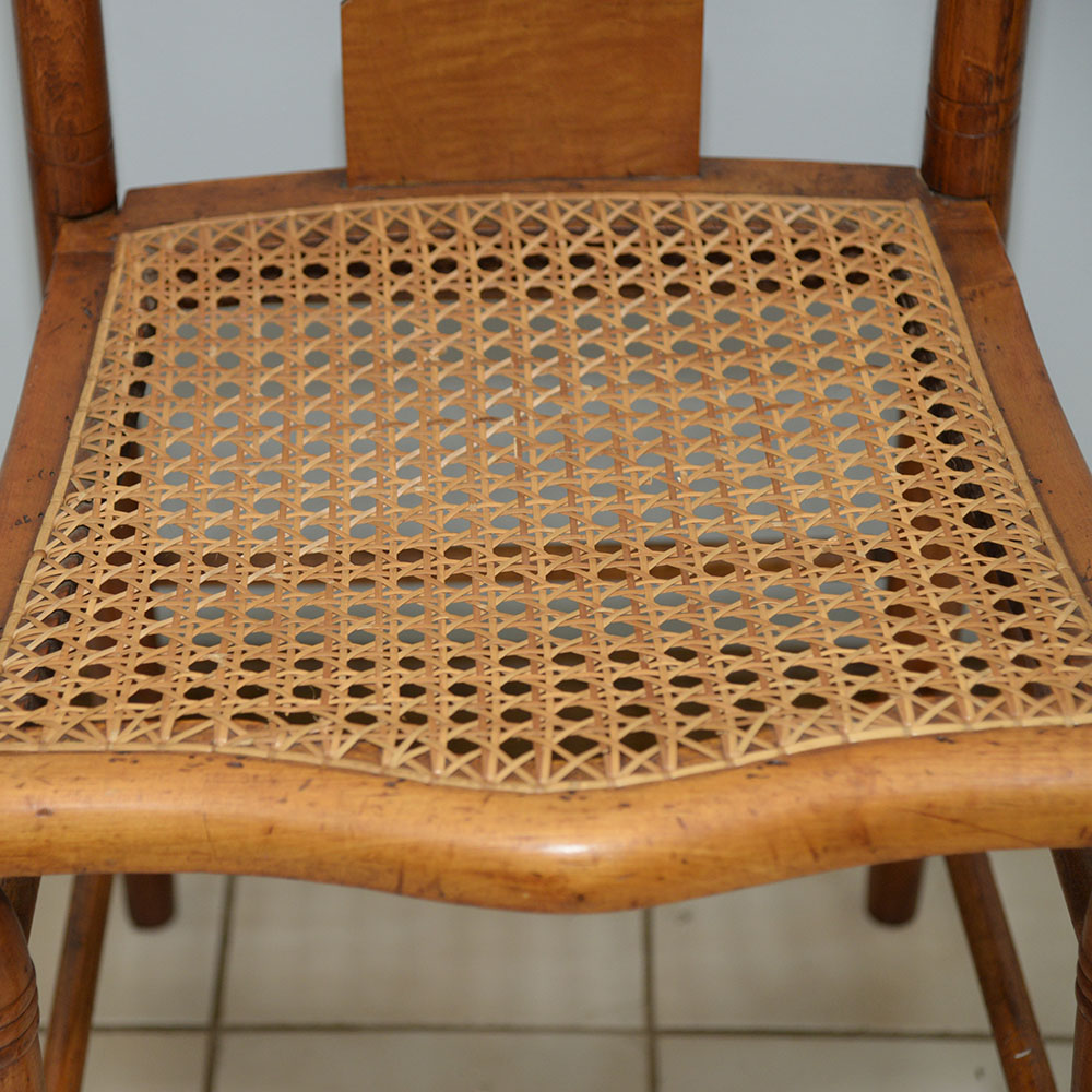 Pair of Caned Maple Side Chairs