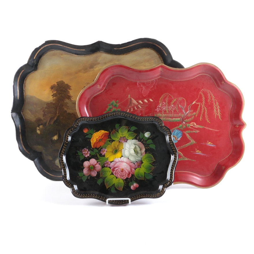 Decorative Trays Featuring Hand-Painted Designs