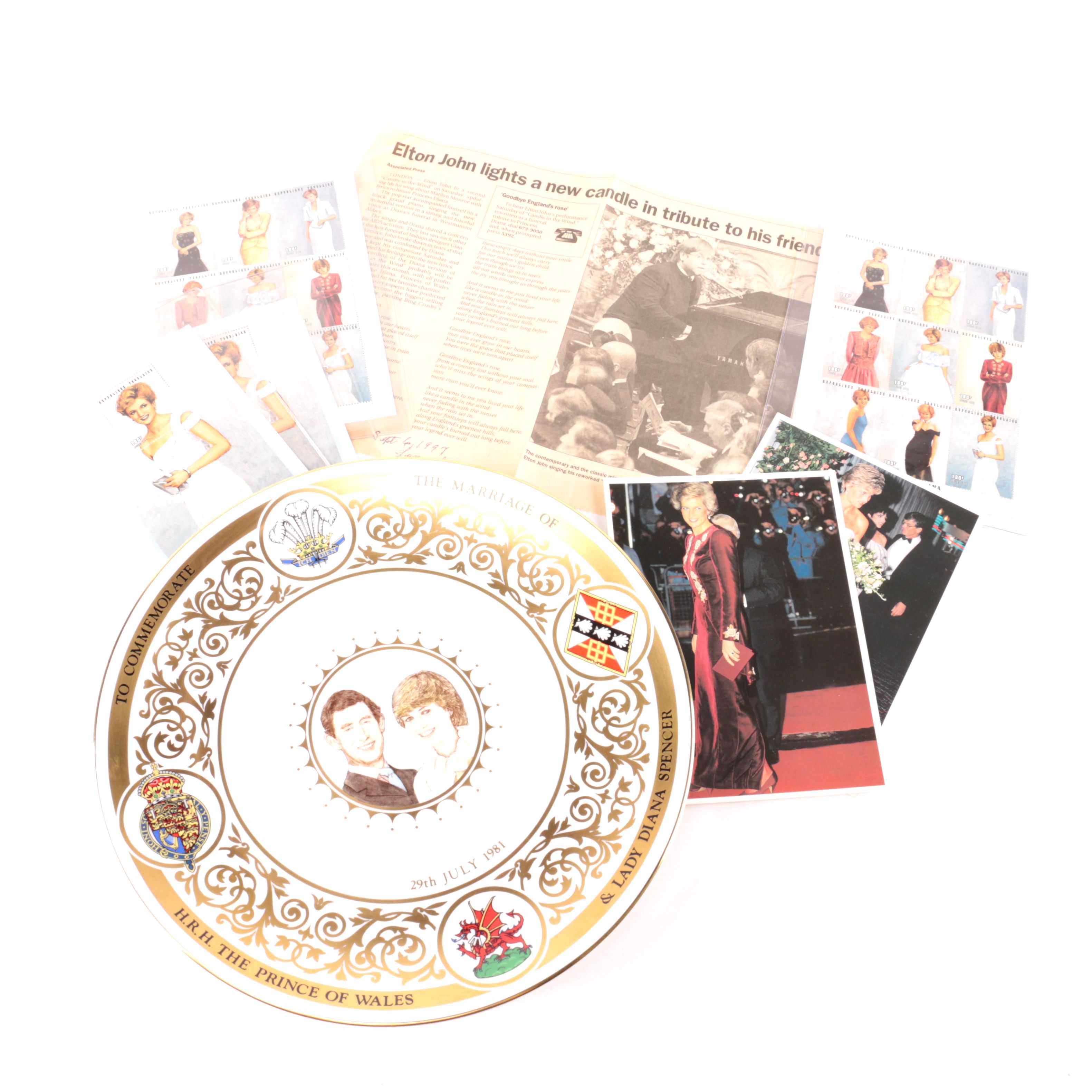 Royal Worcester Princess Diana Collectible Marriage and Plates and Clippings