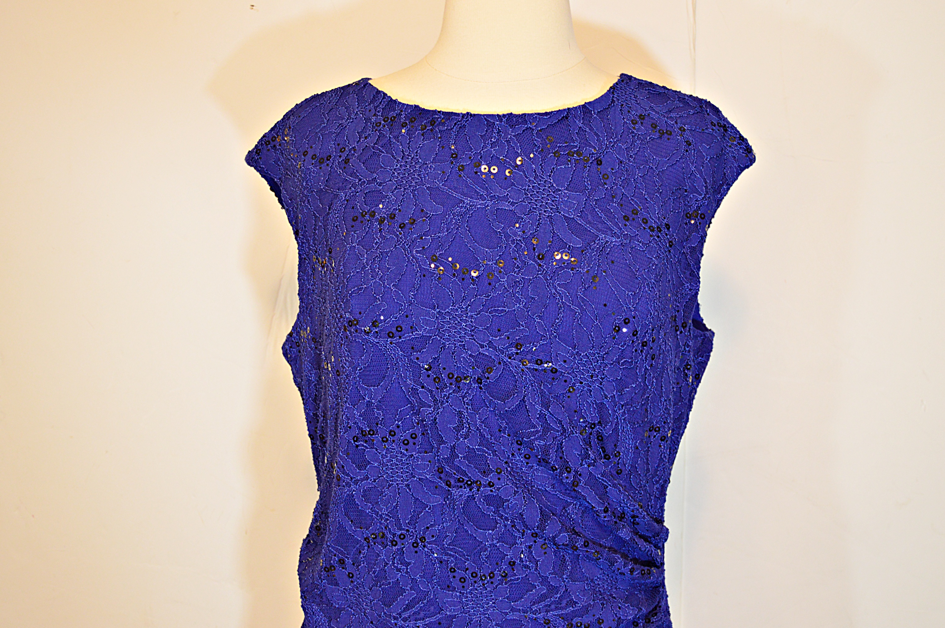 Ralph Lauren Green Label Blue Lace Cocktail Dress, 14P, New w/Tag