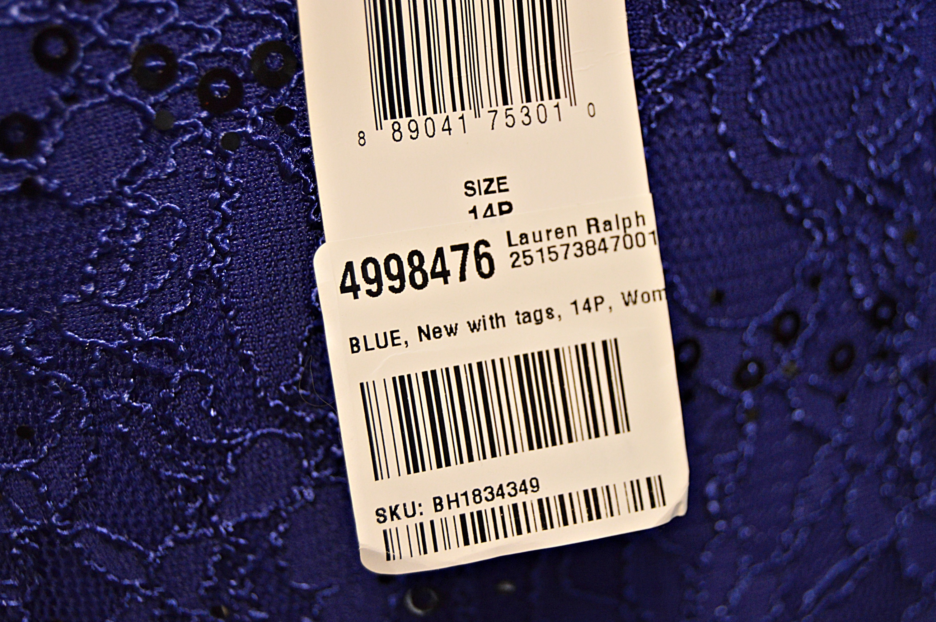 Ralph Lauren Green Label Blue Lace Cocktail Dress, 14P, New w/Tag