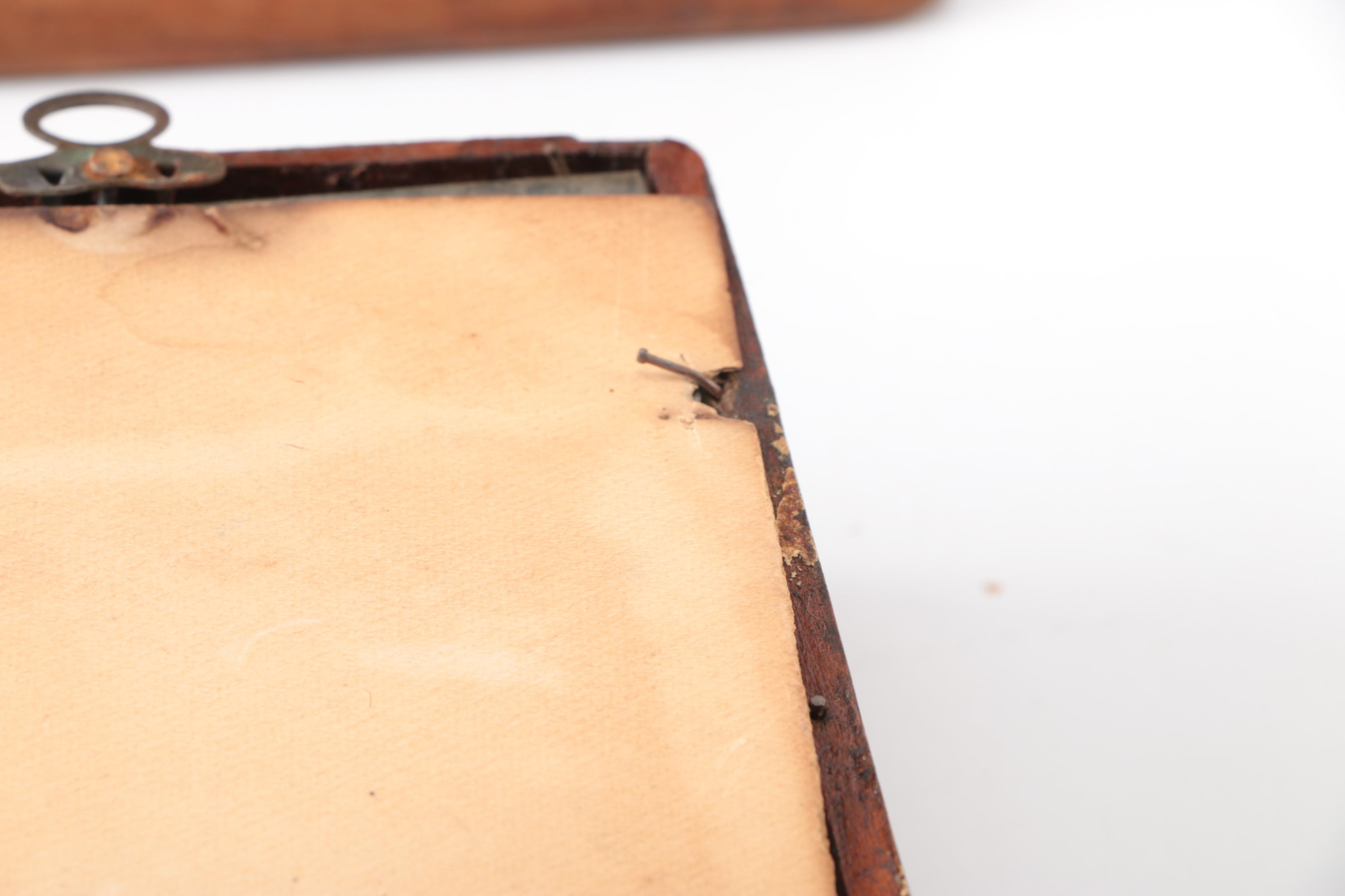 Wooden Tabletop Display Cabinet & Two Antique Hanging Mirrors