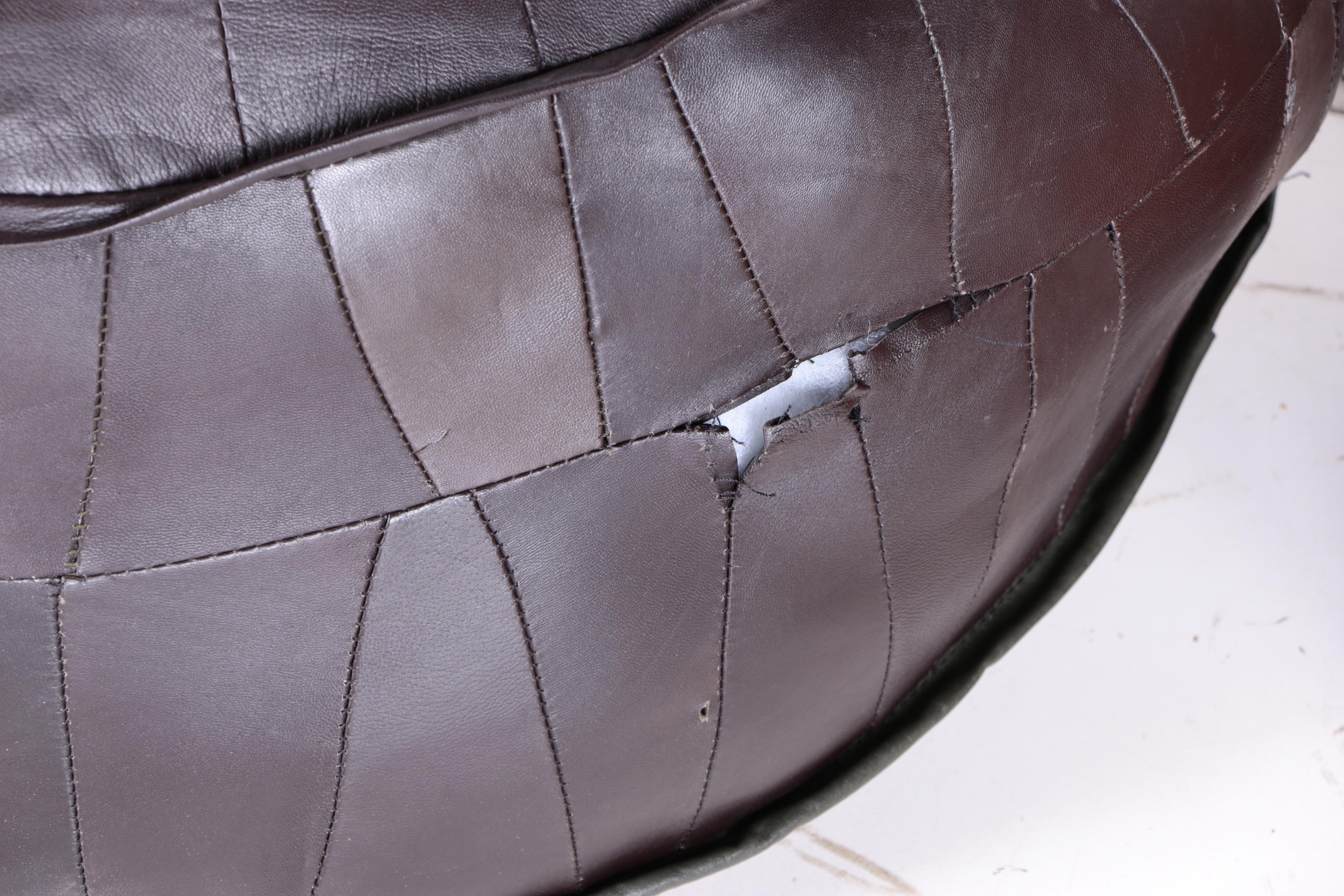 Vintage Leather Poufs With Star Design