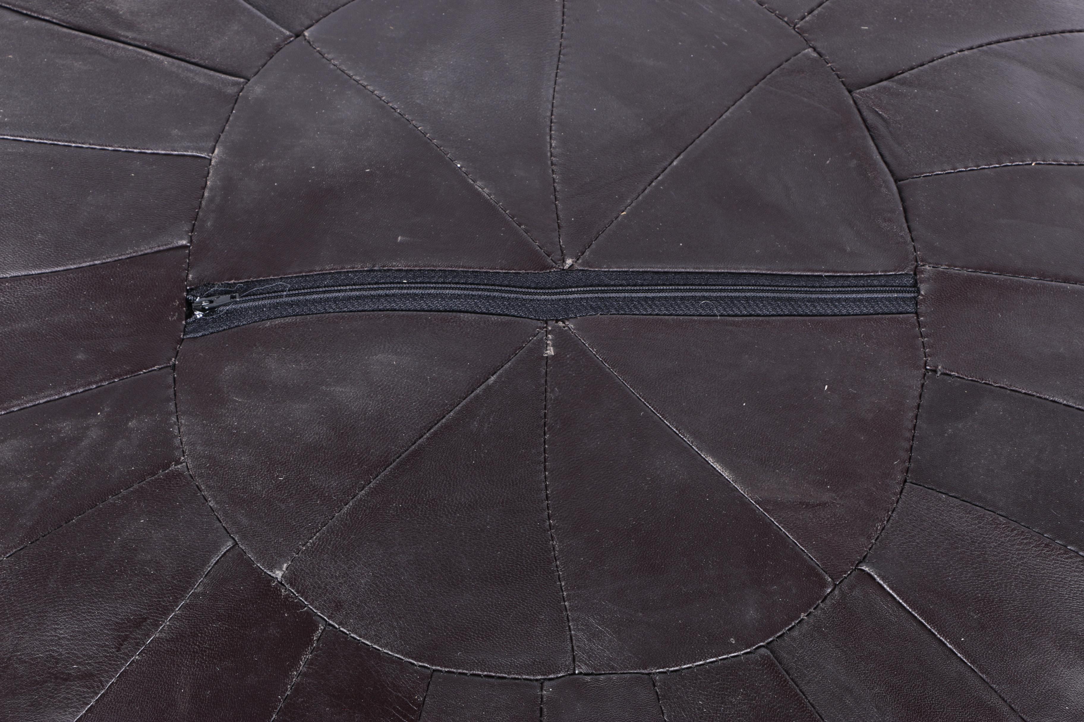 Vintage Leather Poufs With Star Design