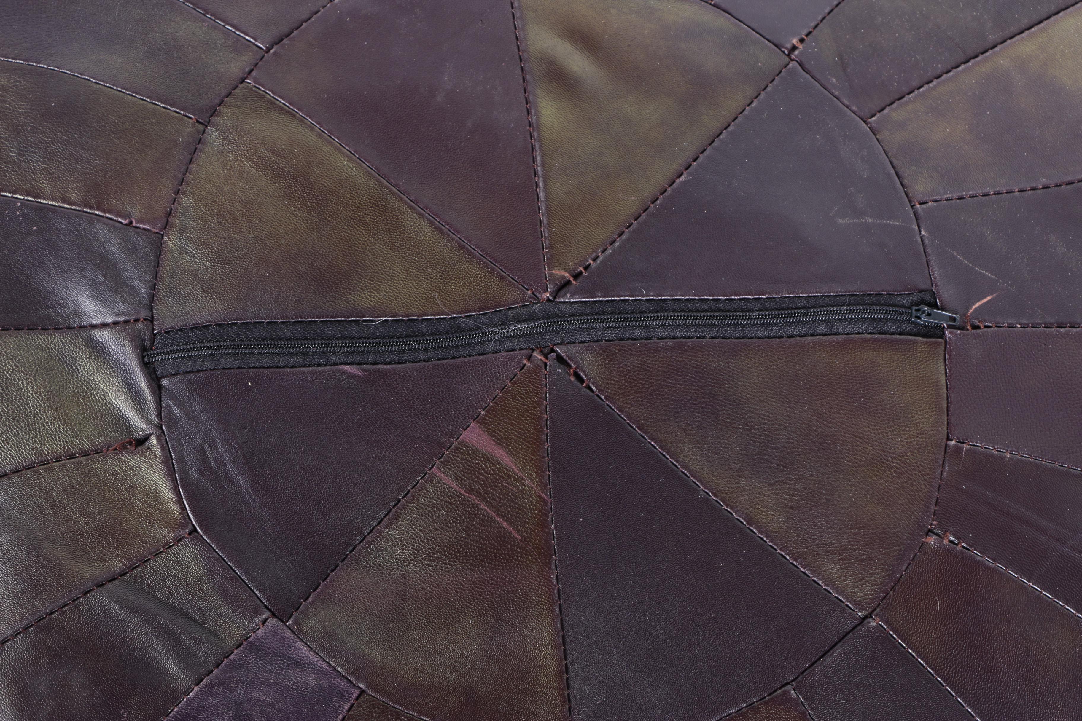 Vintage Leather Poufs With Star Design