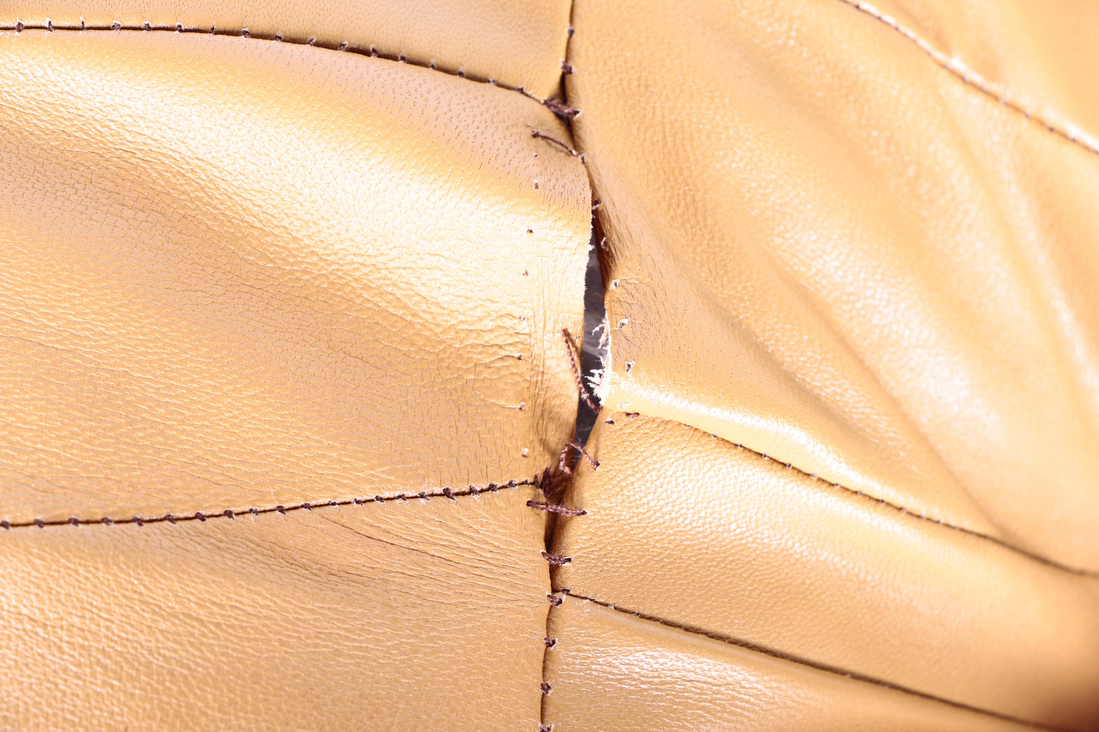 Vintage Leather Poufs With Star Design