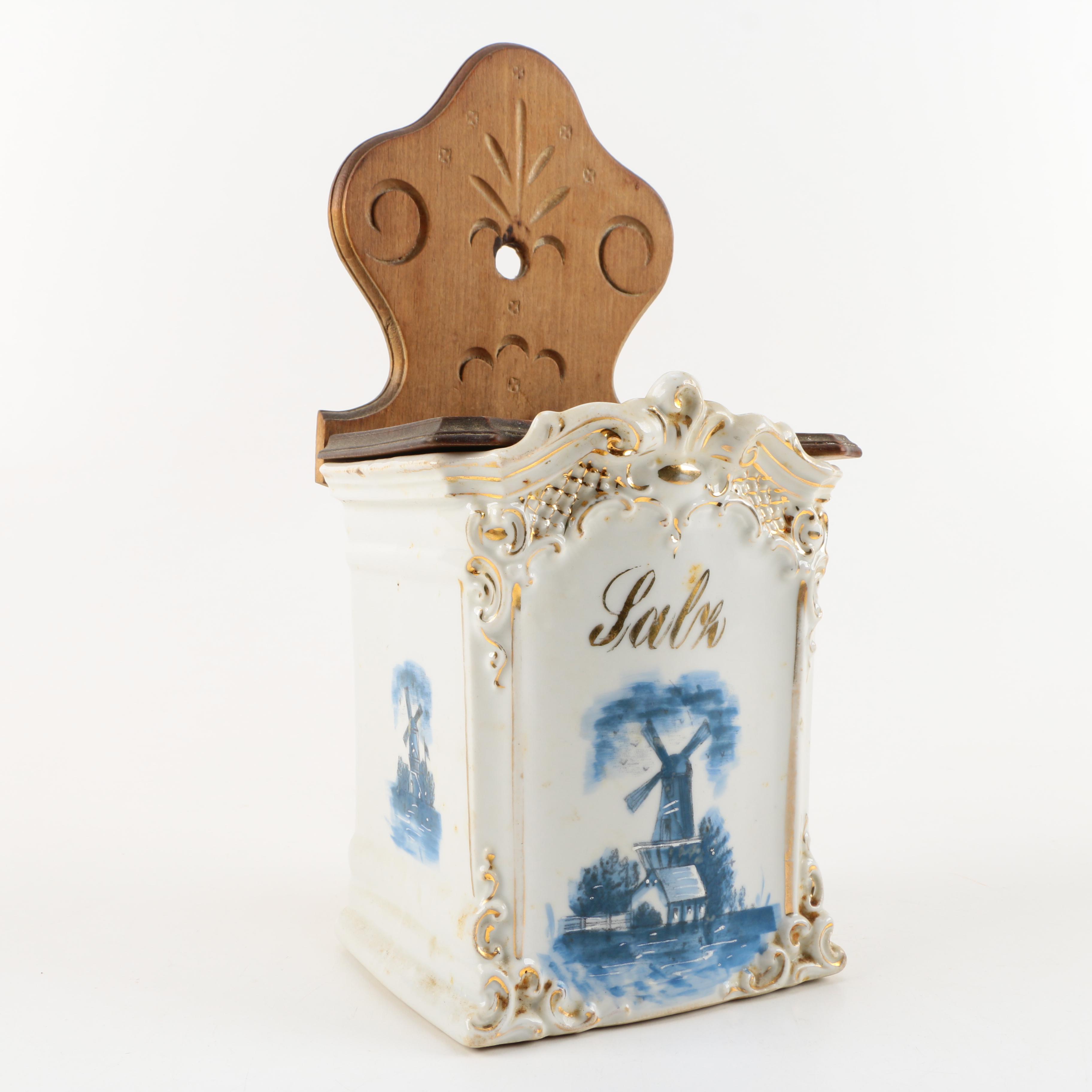 Vintage German Ceramic Salt Box