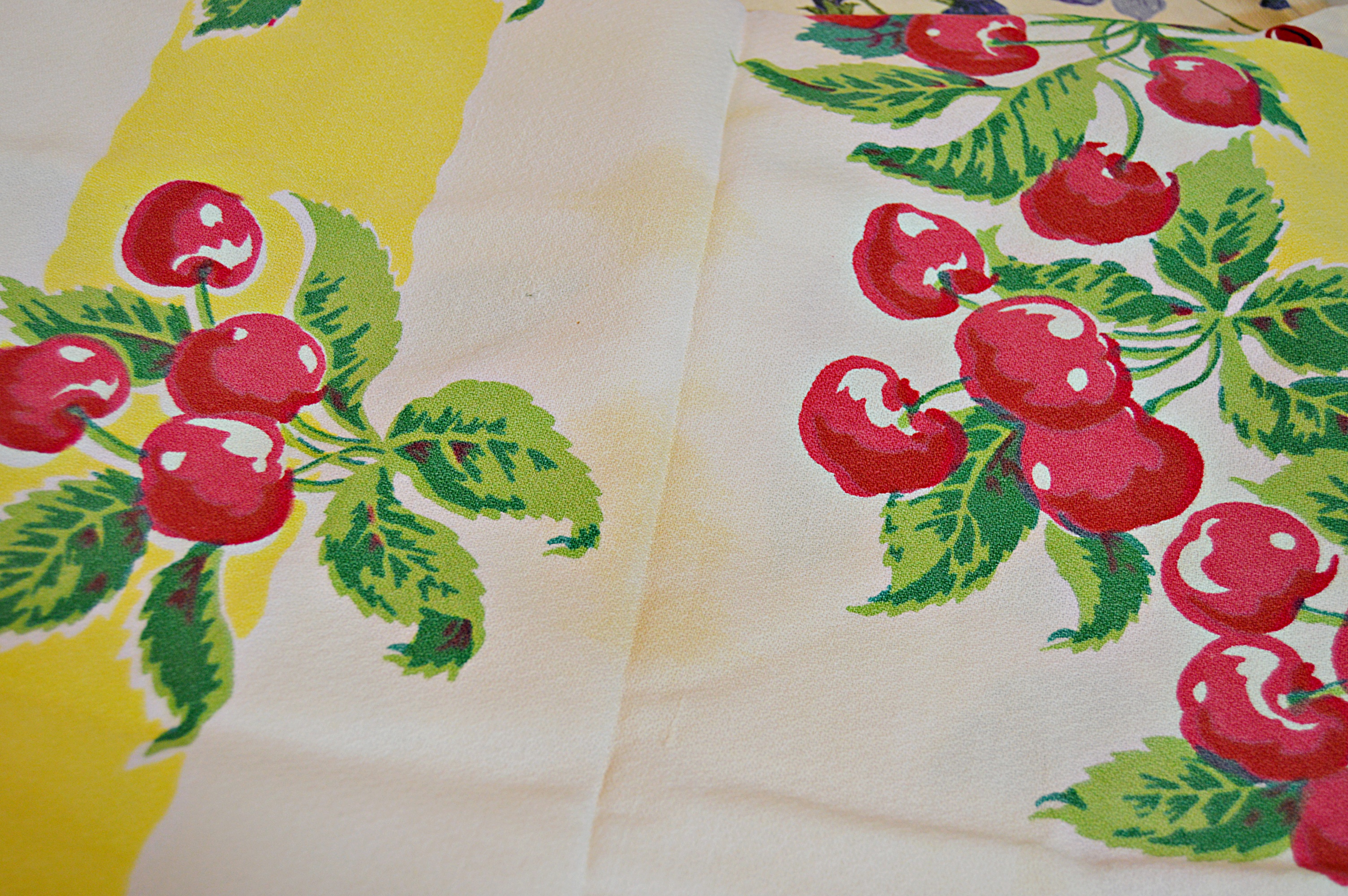 Five Vintage Patterned Cotton Tablecloths