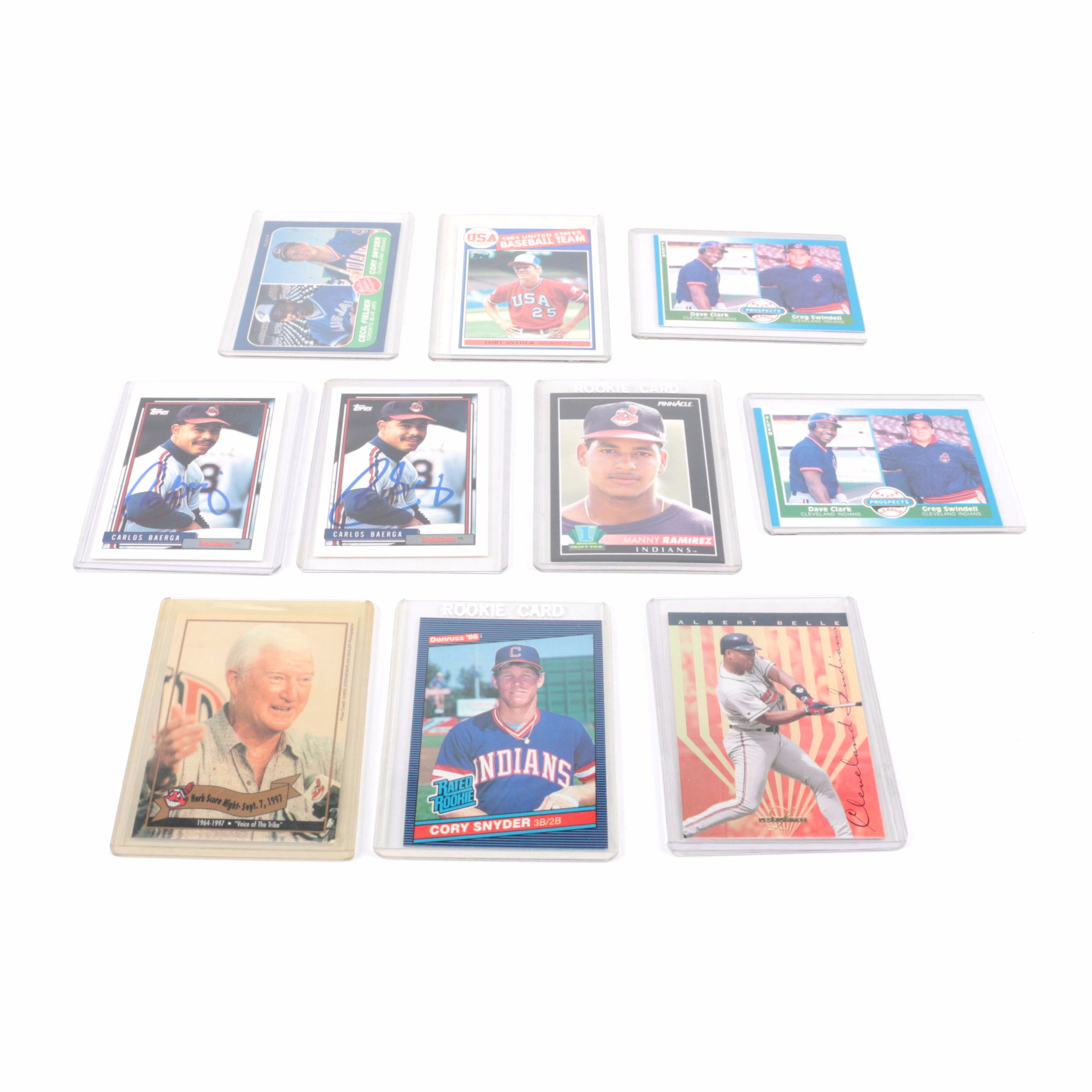 Cleveland Indians Baseball Cards Including Signed Carlos Baerga