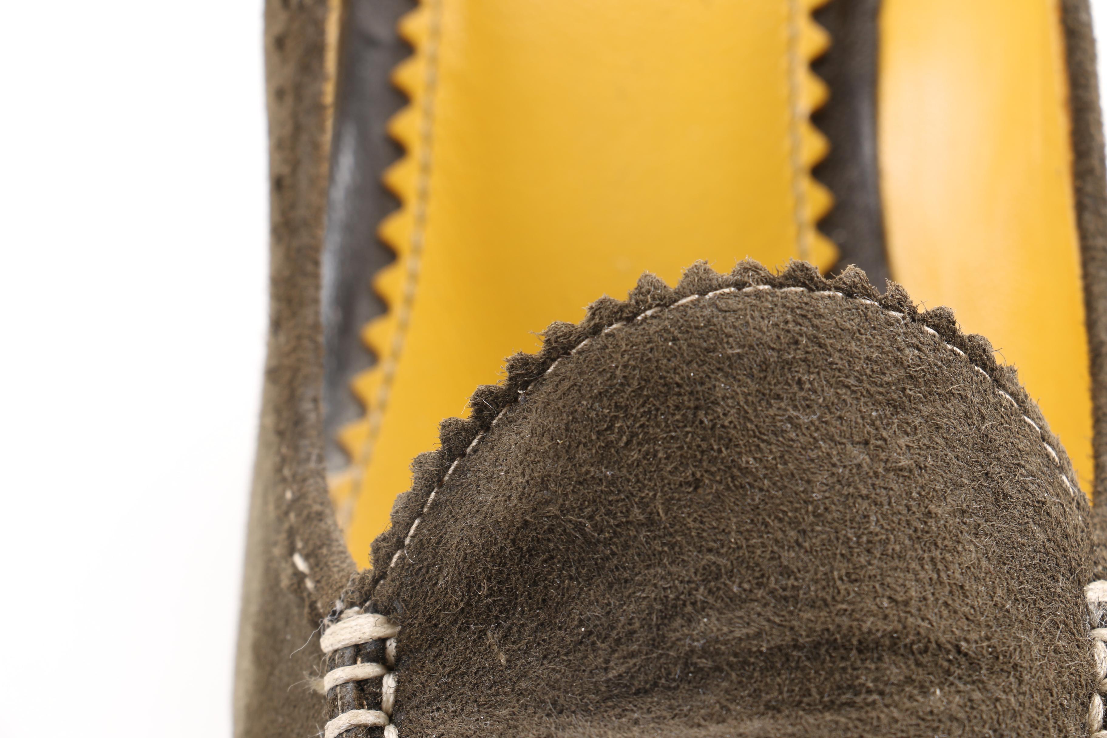 Lambertson Truex Leah Olive Suede Kitten Heel Pumps