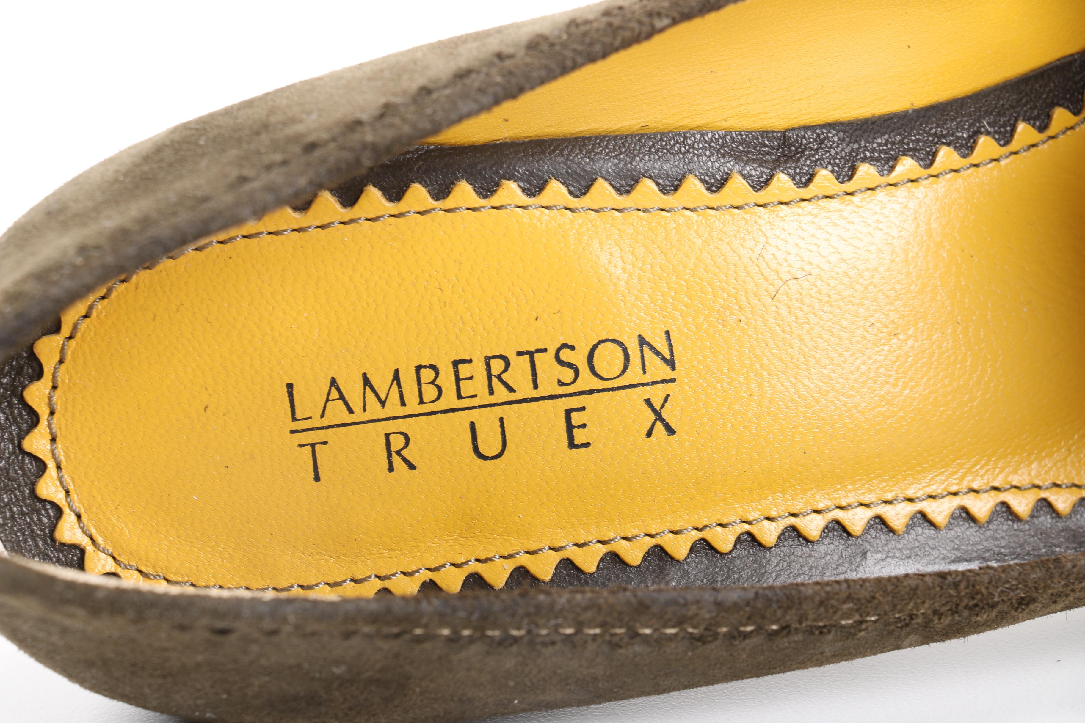 Lambertson Truex Leah Olive Suede Kitten Heel Pumps