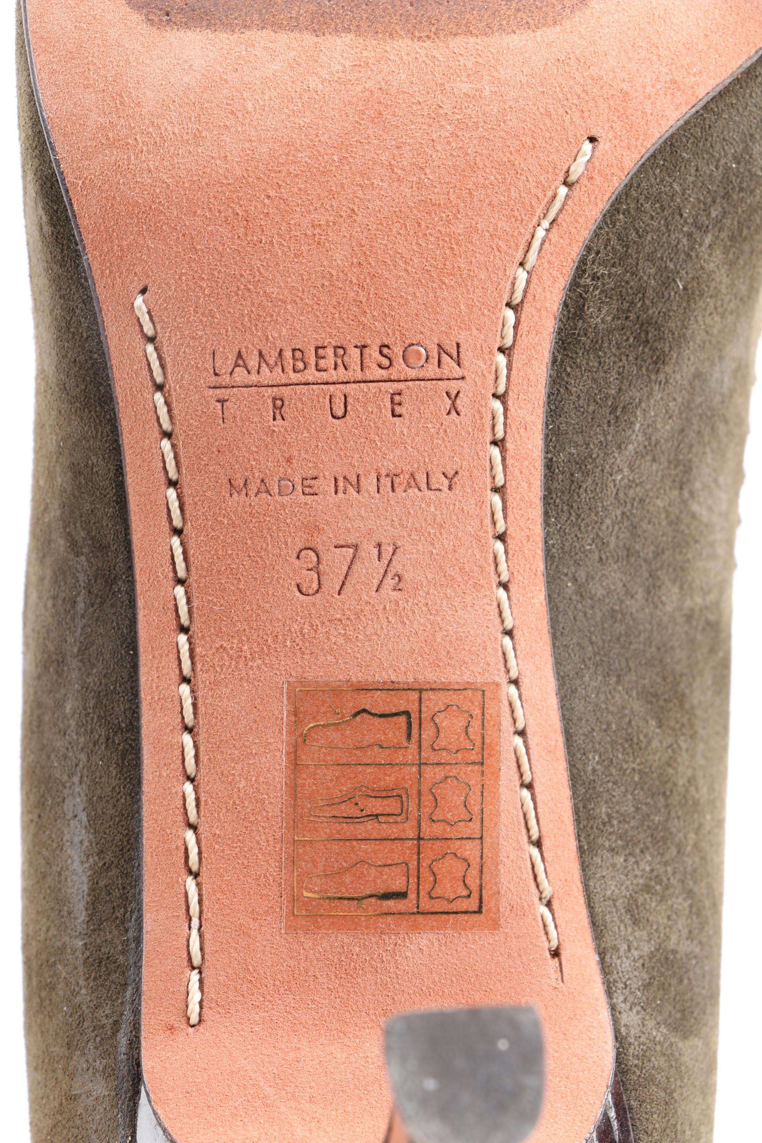 Lambertson Truex Leah Olive Suede Kitten Heel Pumps