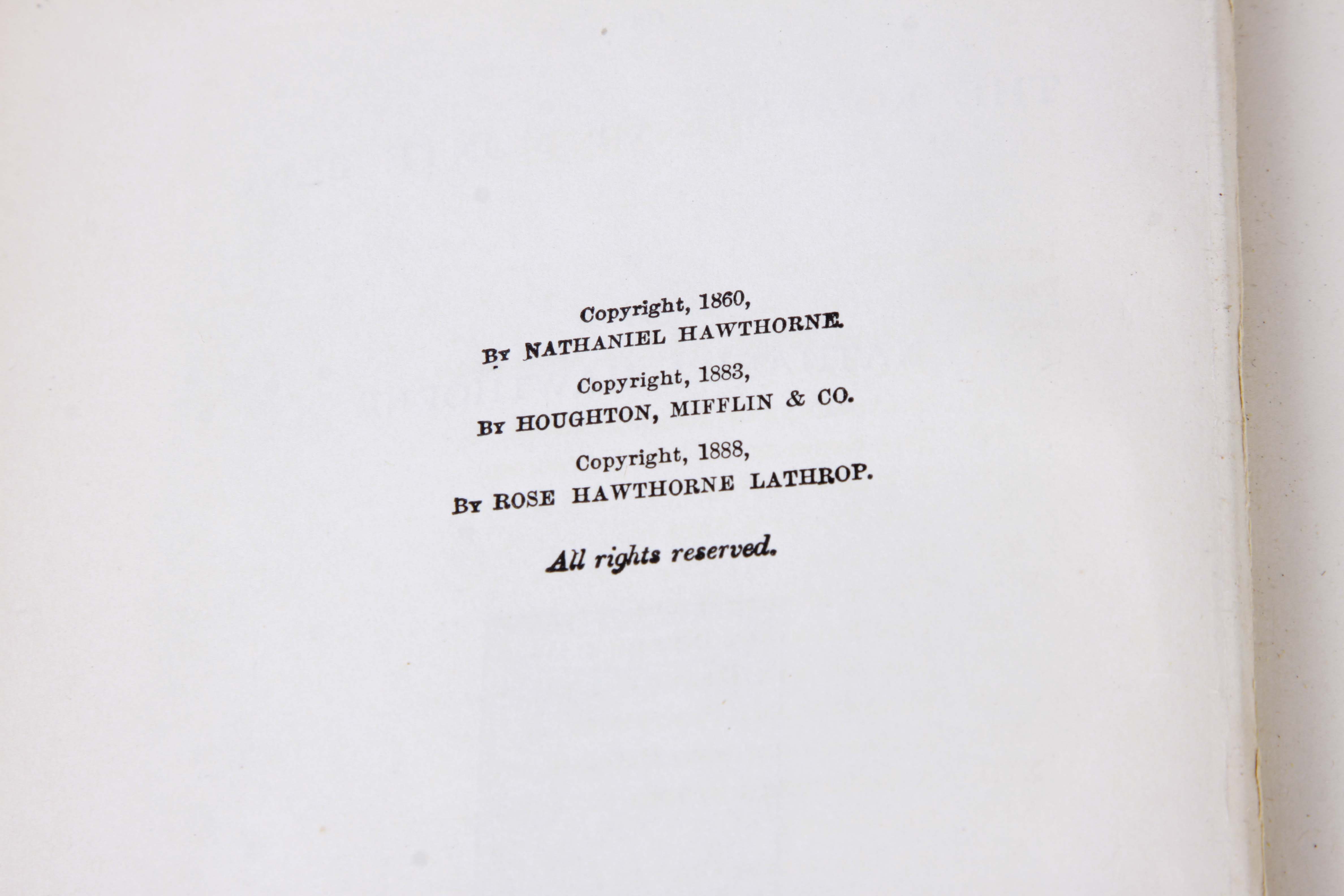 Antiquarian Copy of Nathanial Hawthorne's "The Marble Faun"