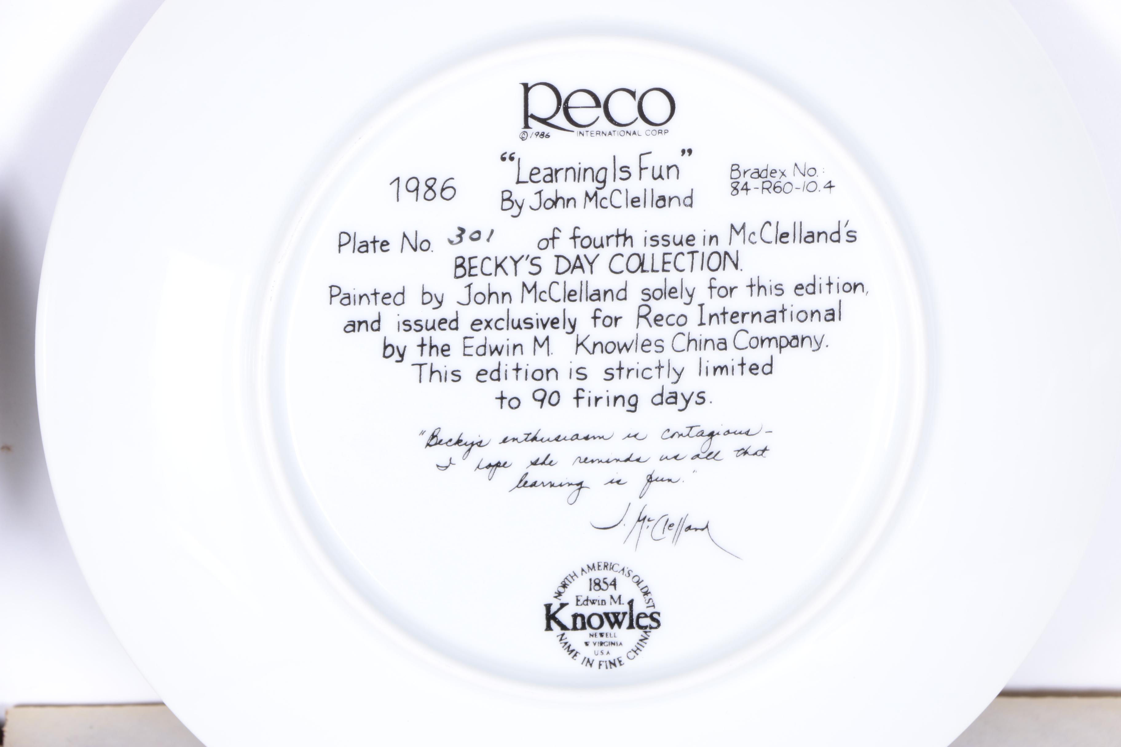 Reco Collector's Plates Including "Becky's Day" Collection