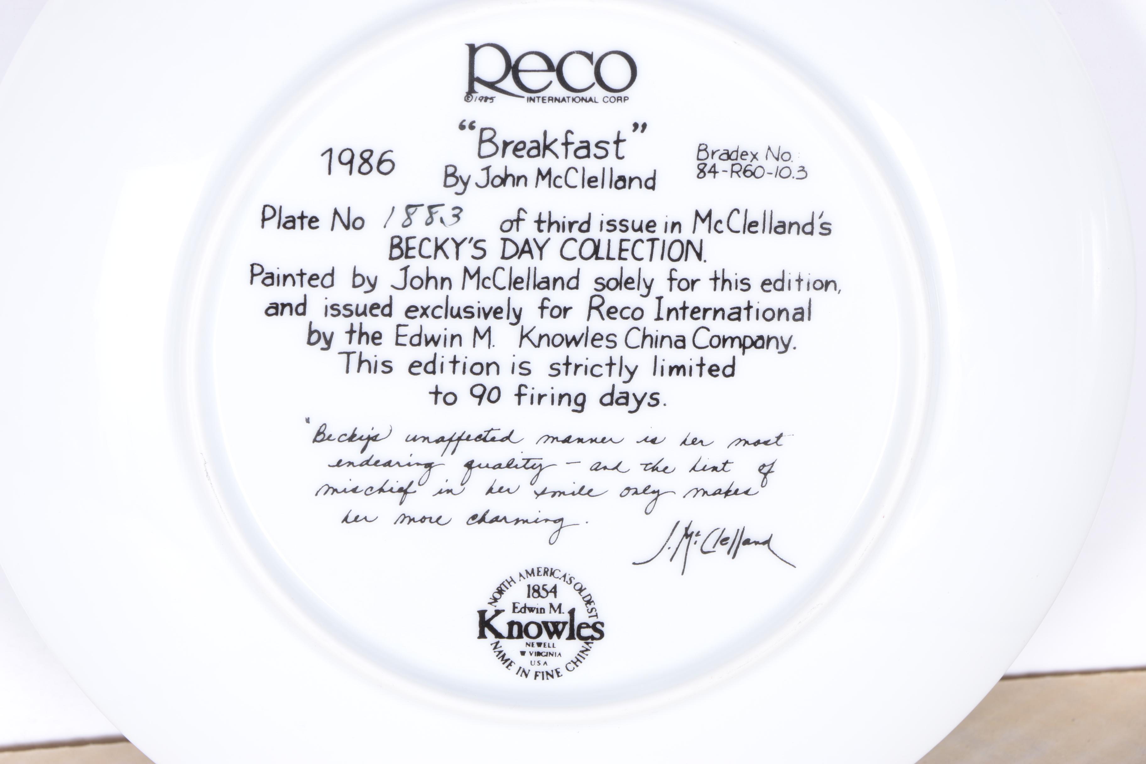 Reco Collector's Plates Including "Becky's Day" Collection