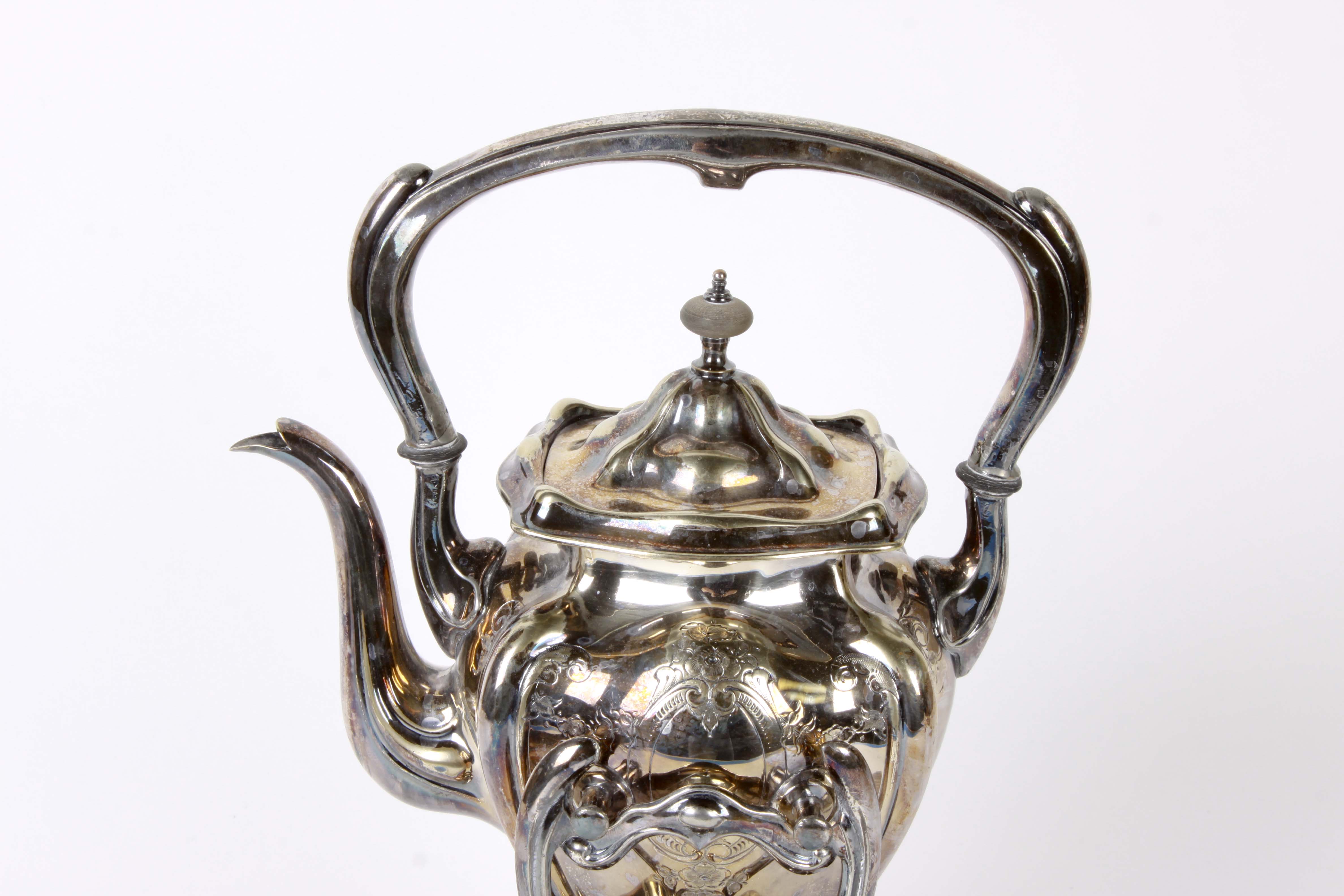 Vintage Silver Plate Tea Kettle and Pastry Server Set