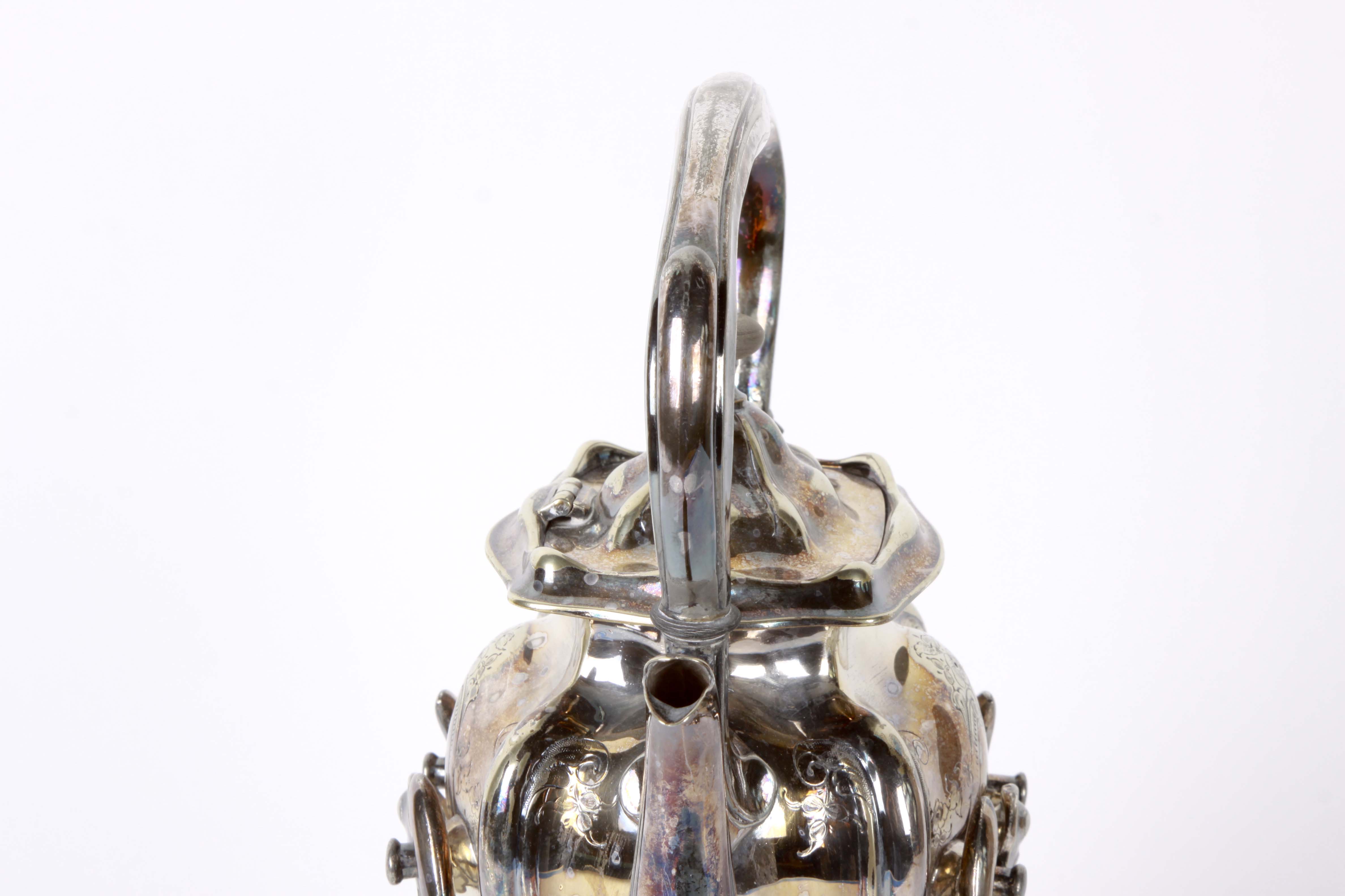 Vintage Silver Plate Tea Kettle and Pastry Server Set