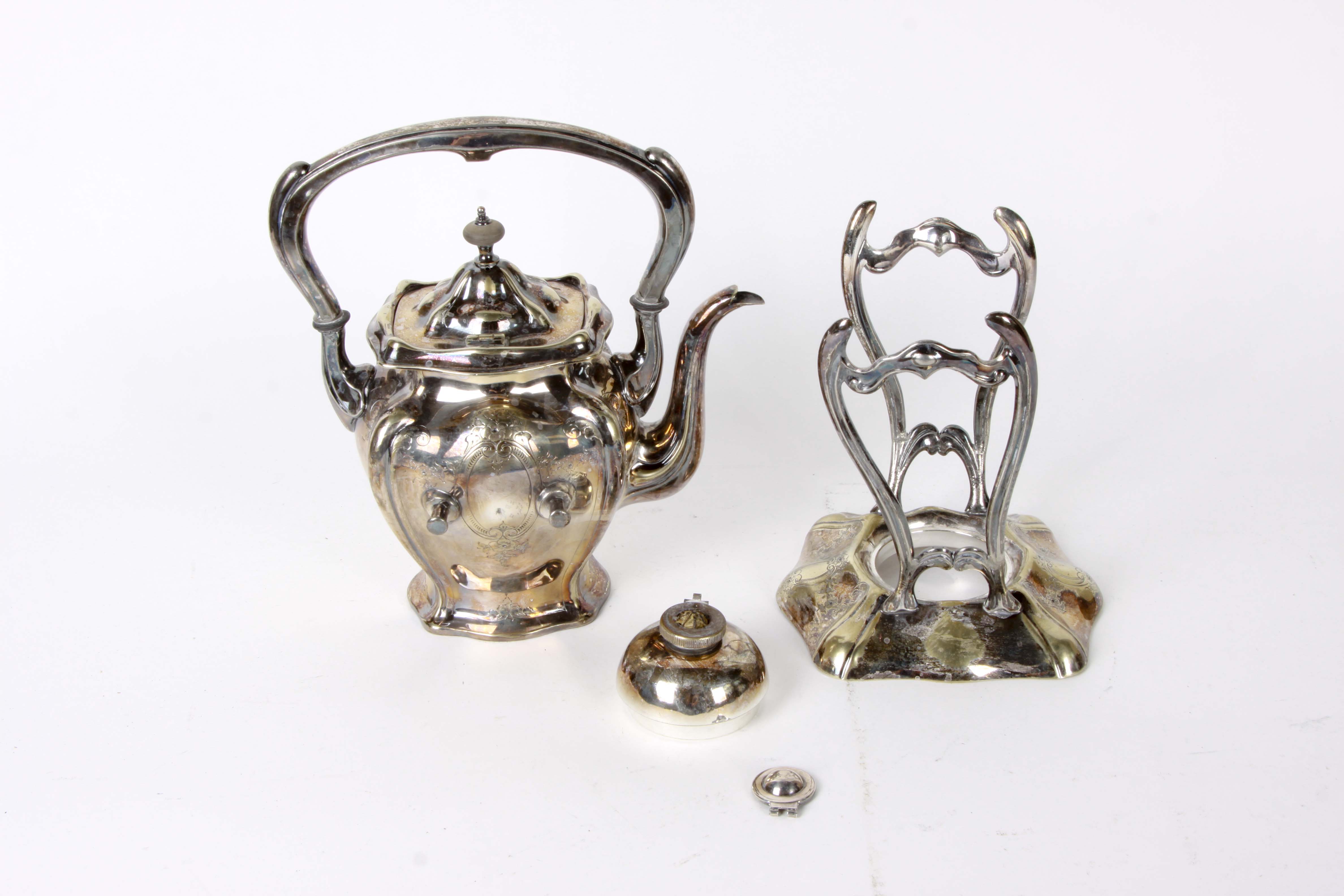 Vintage Silver Plate Tea Kettle and Pastry Server Set