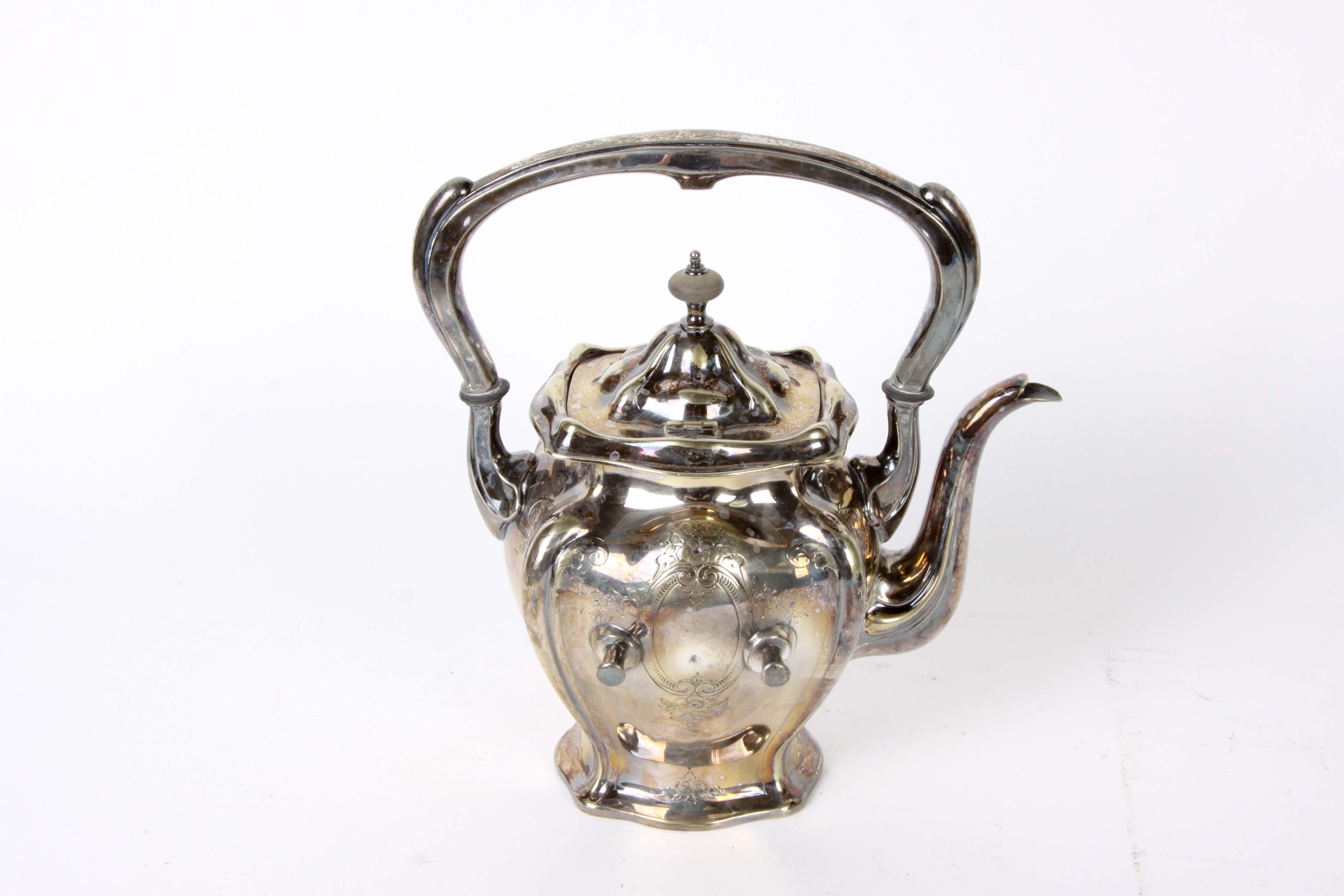 Vintage Silver Plate Tea Kettle and Pastry Server Set