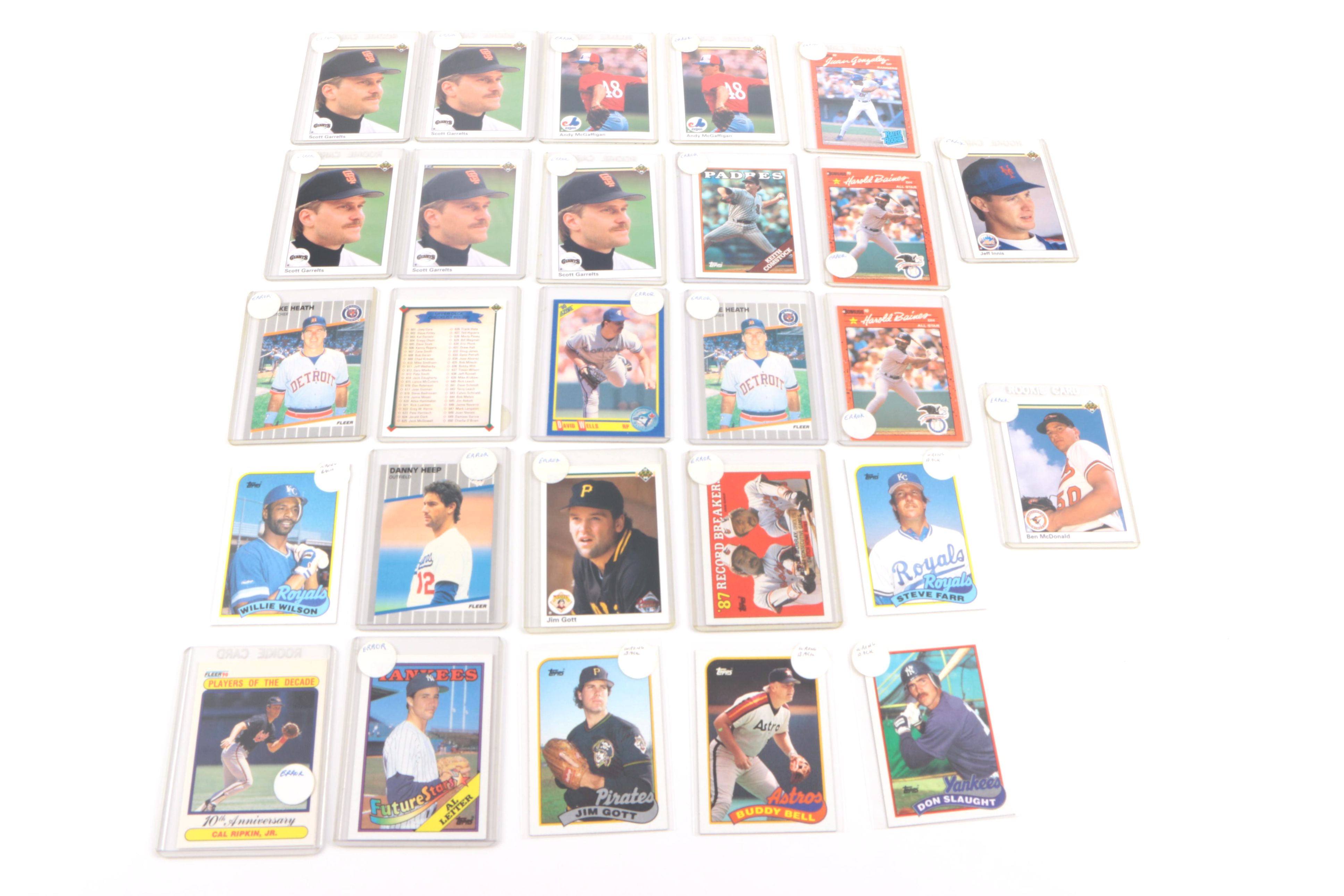 Twenty-Seven Baseball Error Cards