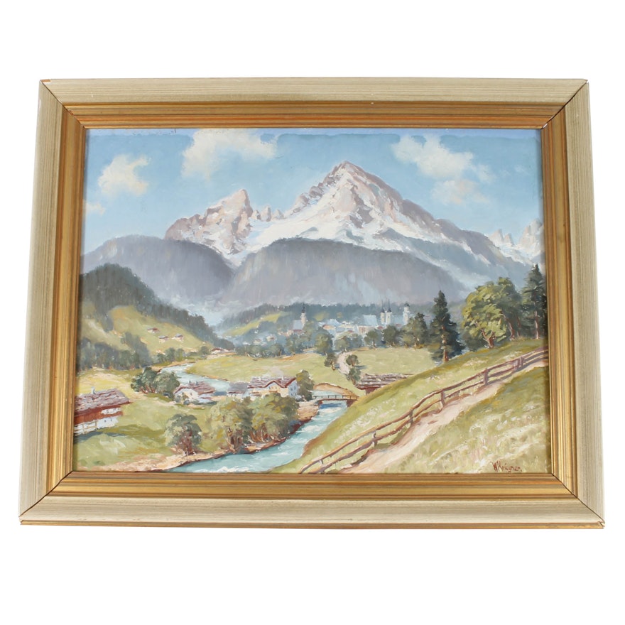 Original R. Krugner Mountain Landscape Painting