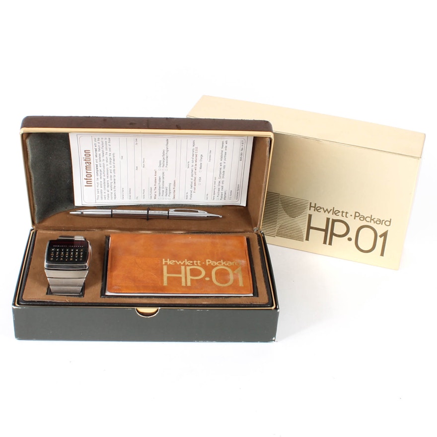 Vintage Hewlett-Packard Calculator Watch and Pen in Box