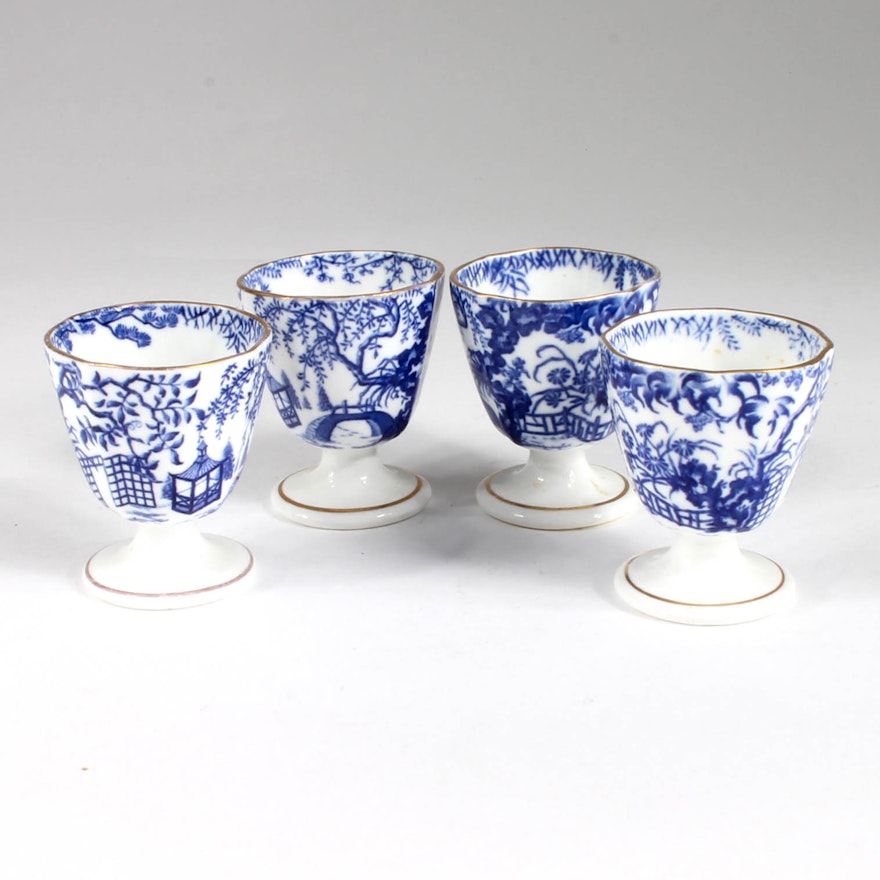 Antique Royal Crown Derby "Blue Mikado"  Porcelain Egg Cups