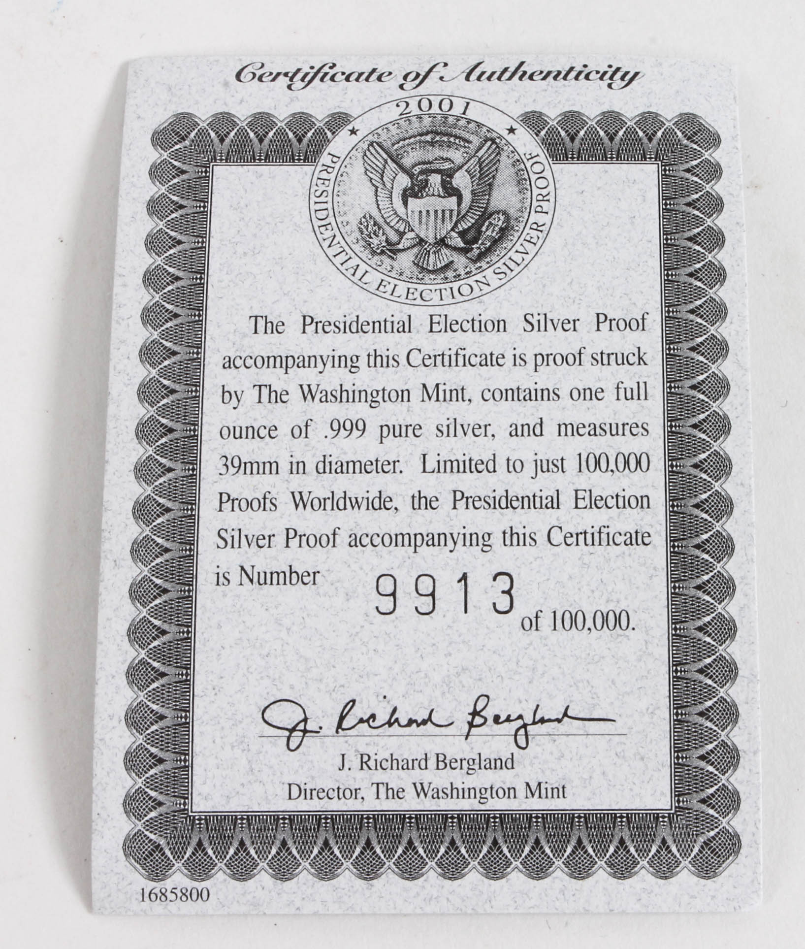 Presidential Election Silver Proof Medals