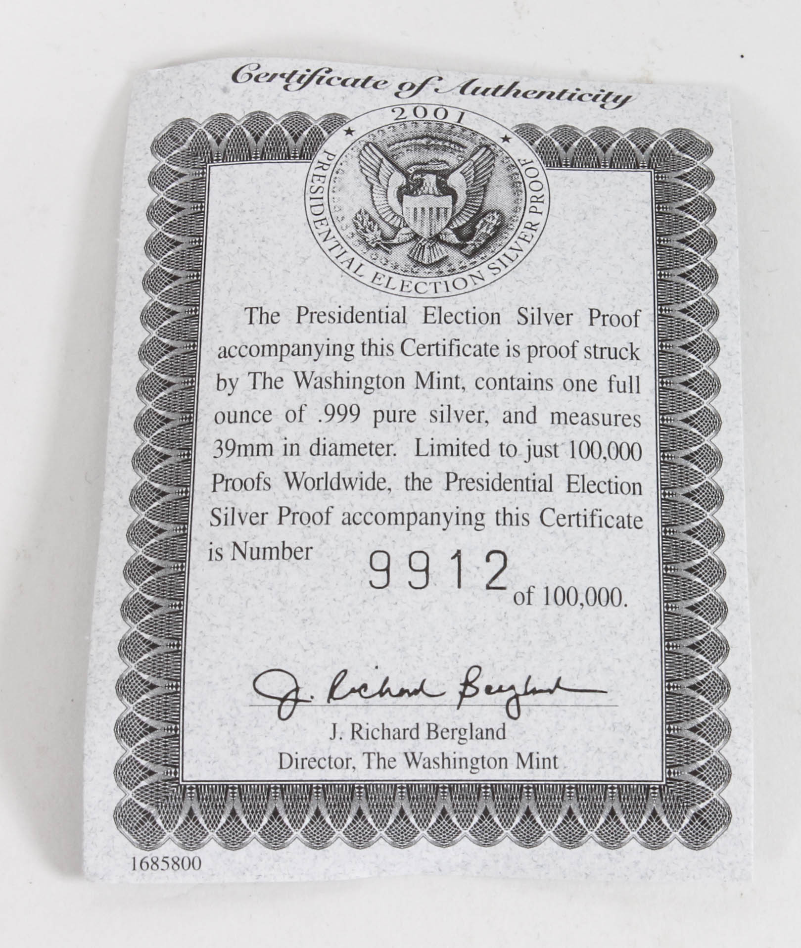 Presidential Election Silver Proof Medals