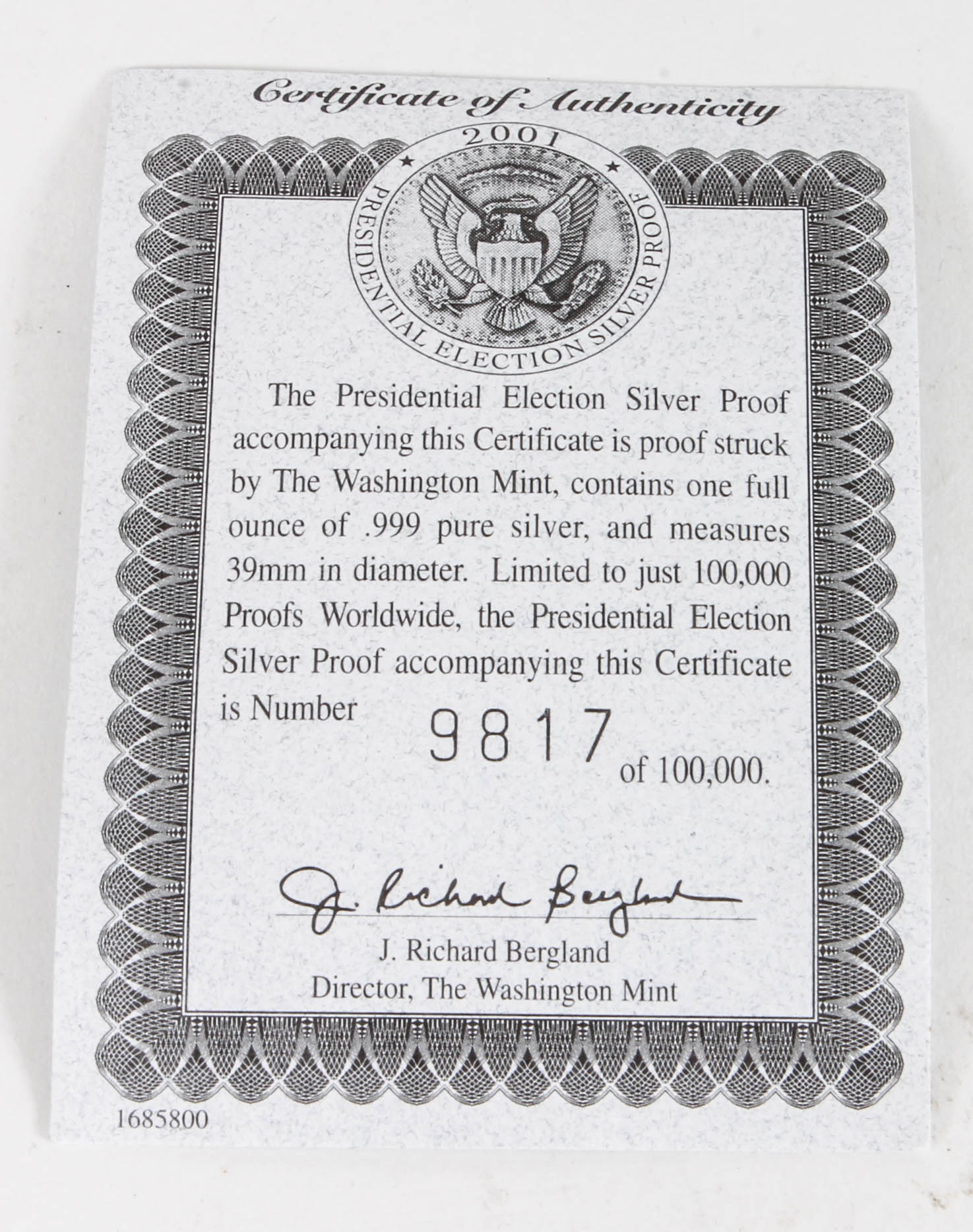 Presidential Election Silver Proof Medals