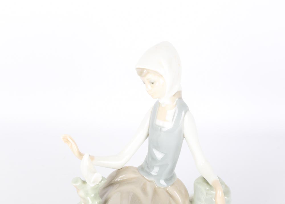 Lladro Woman with Dove Figurine