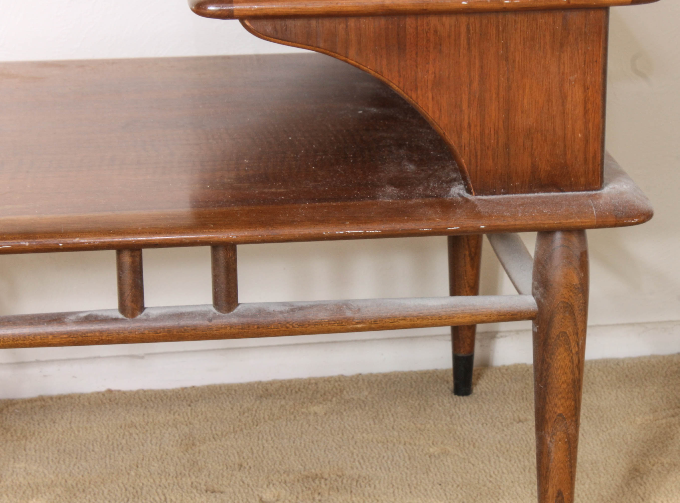 Vintage Mid Century Modern Two-Tier End Table by Lane