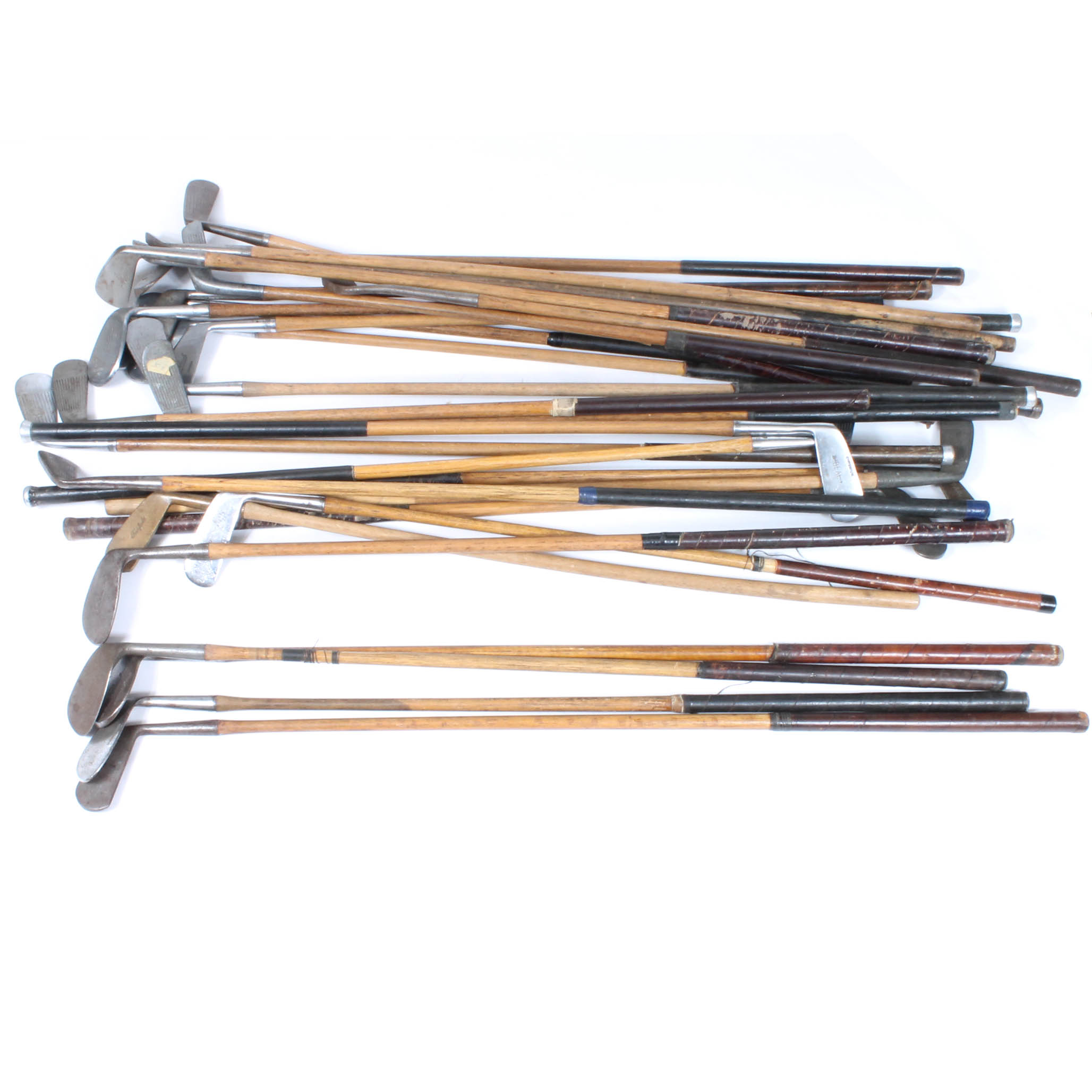 Generous Collection of Vintage Wood-Shaft Golf Clubs