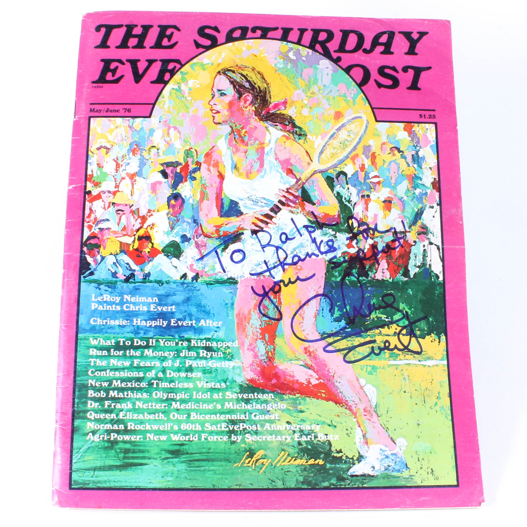 Chris Evert Autographed "The Saturday Evening Post" Magazine