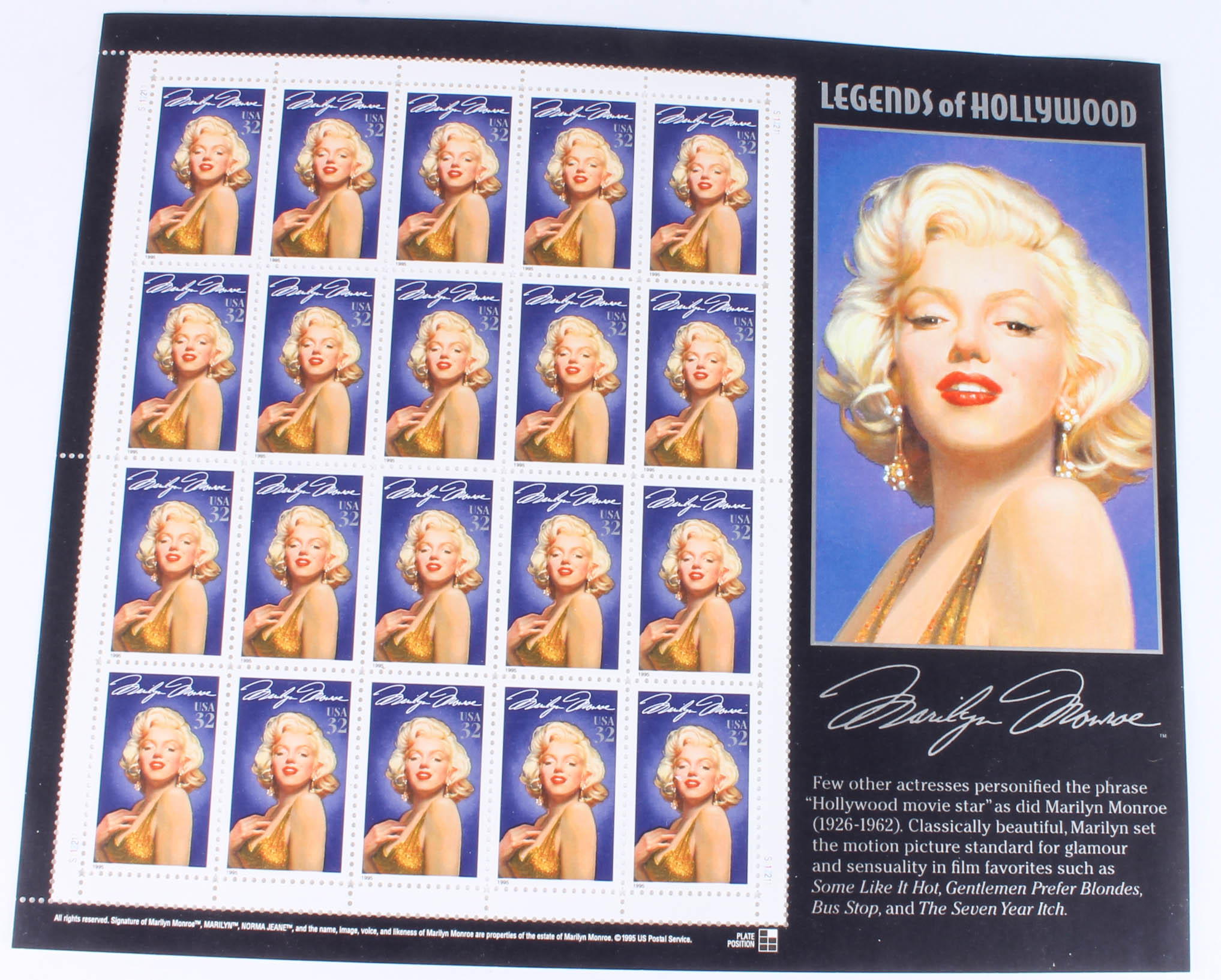 U.S. Postage Stamp Collection Featuring Celebrities