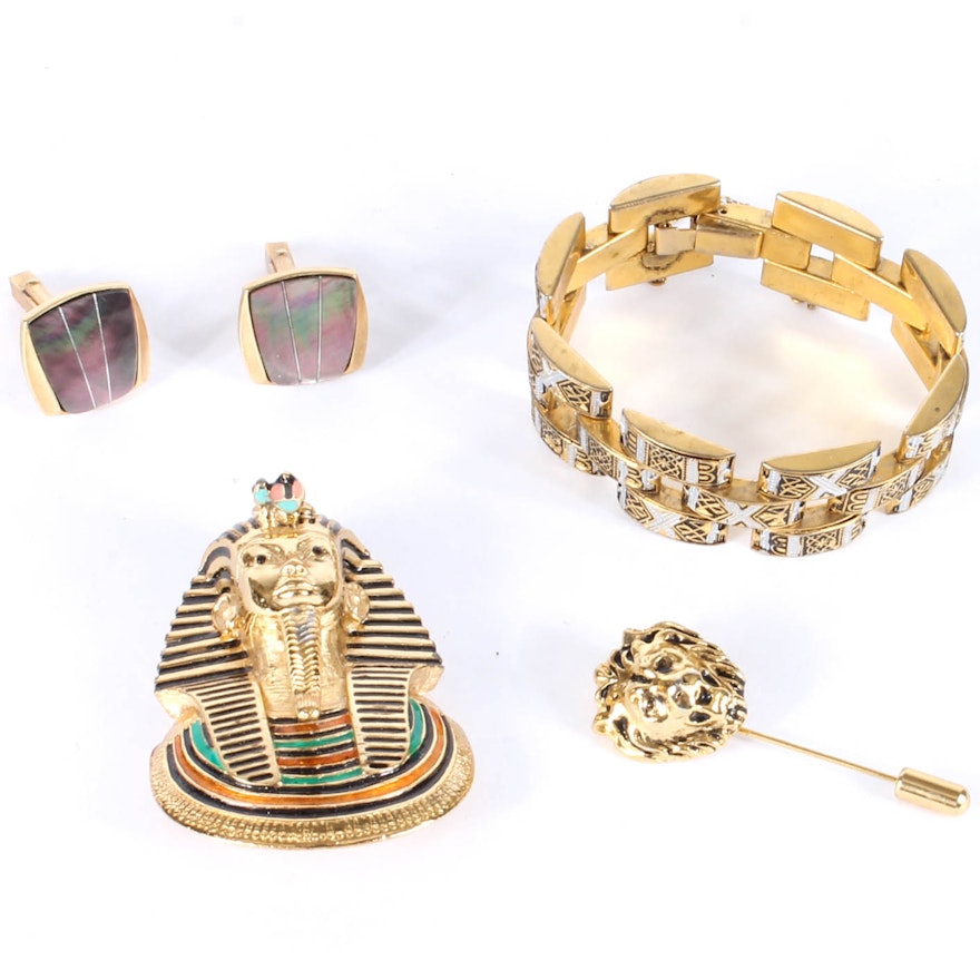 Variety of Gold Tone Costume Jewelry Featuring Eisenberg