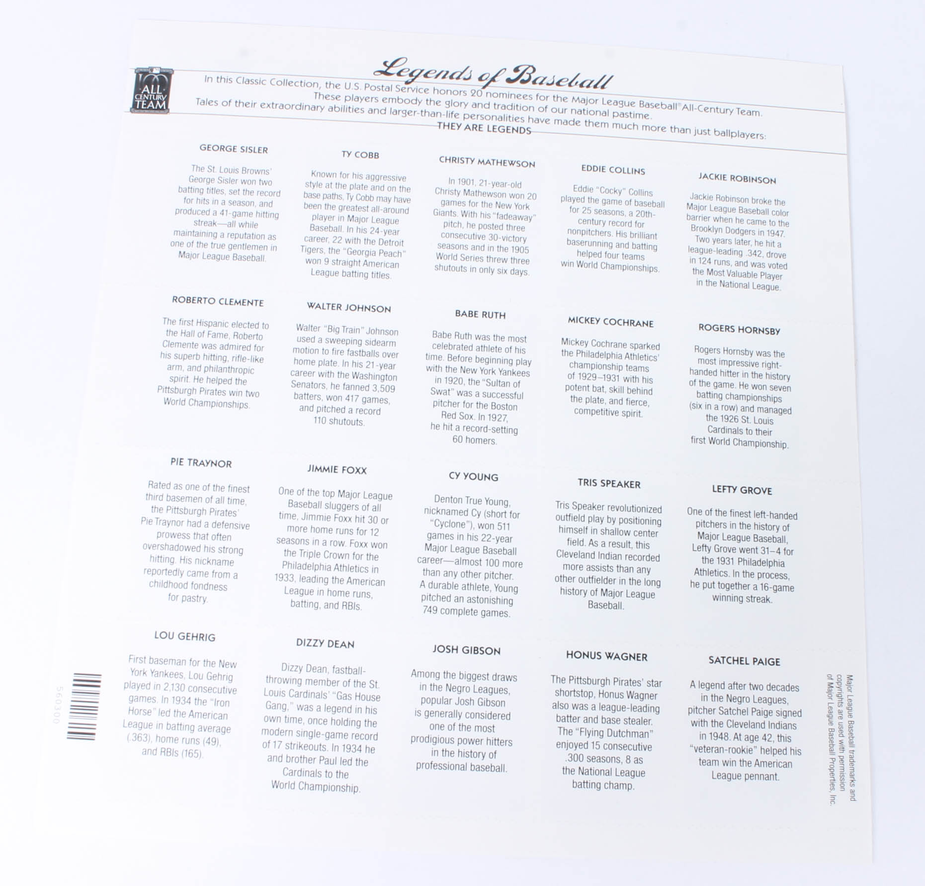 U.S. Postage Stamp Collection Featuring Celebrities