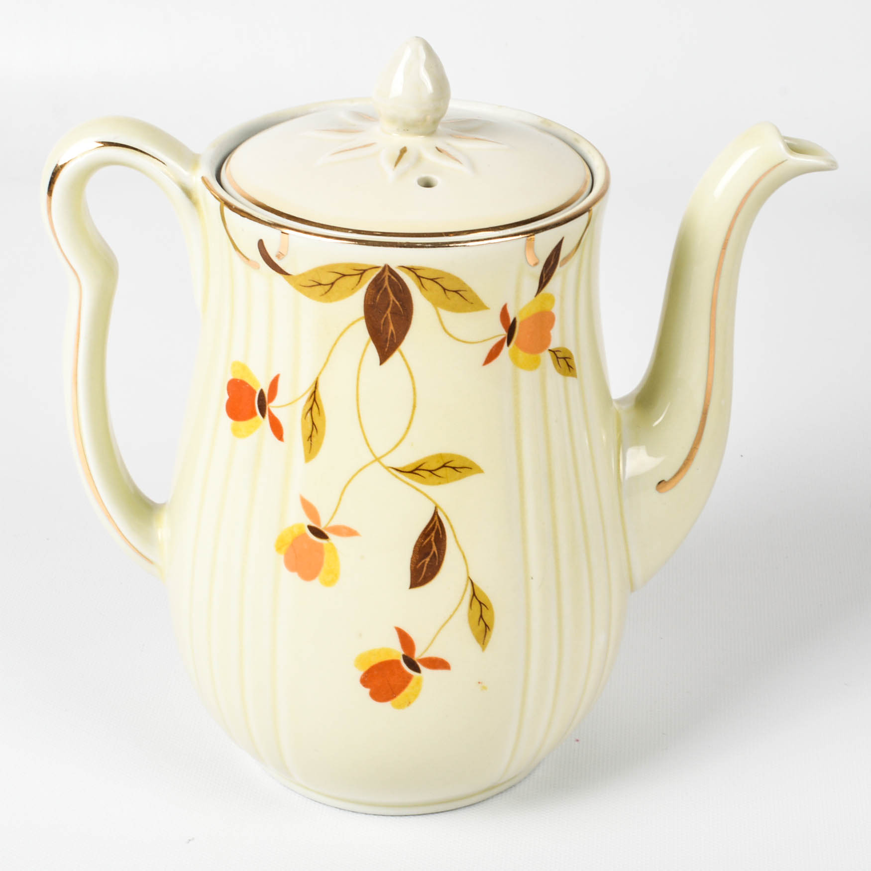 Hall's "Autumn Leaf" Teapot, Coffee Pot, Creamer, and Sugar