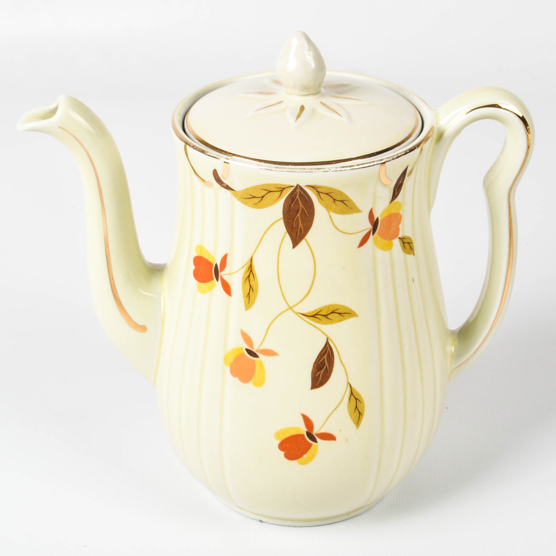 Hall's "Autumn Leaf" Teapot, Coffee Pot, Creamer, and Sugar