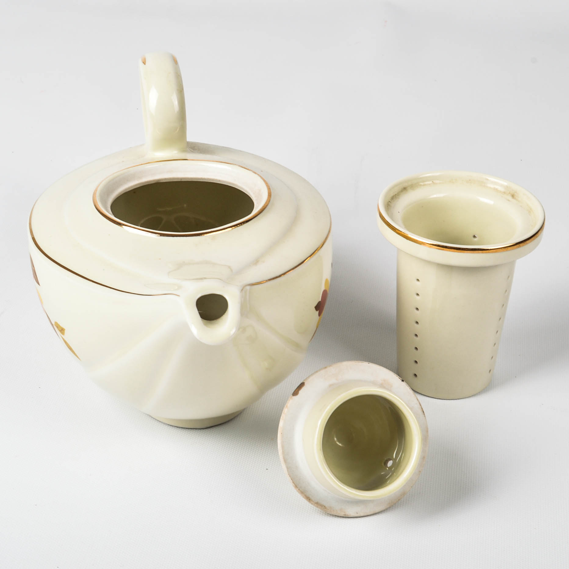 Hall's "Autumn Leaf" Teapot, Coffee Pot, Creamer, and Sugar