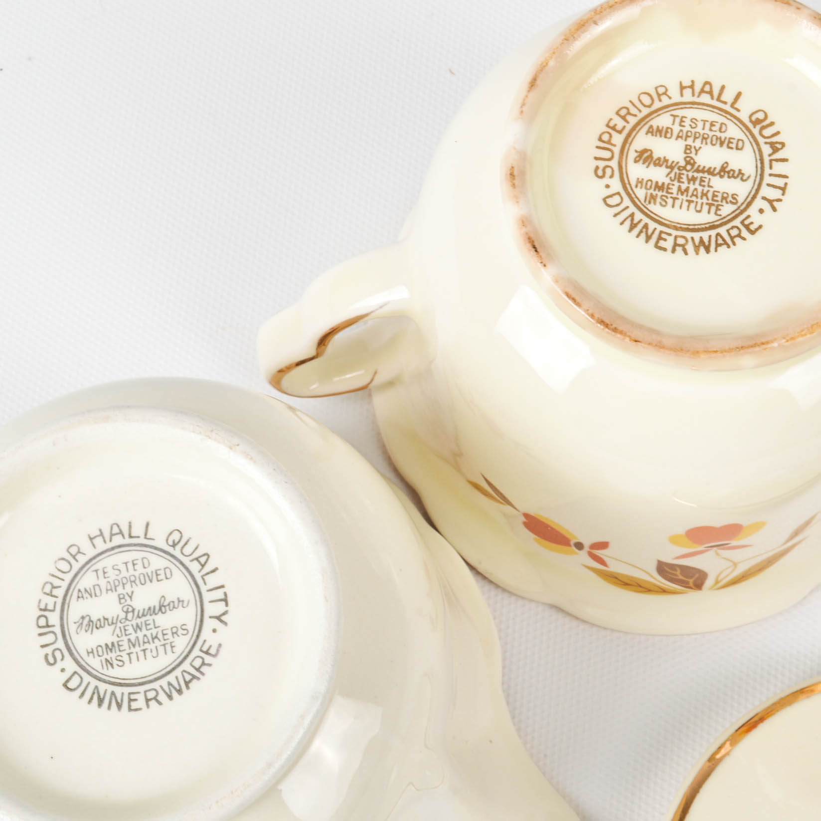 Hall's "Autumn Leaf" Teapot, Coffee Pot, Creamer, and Sugar