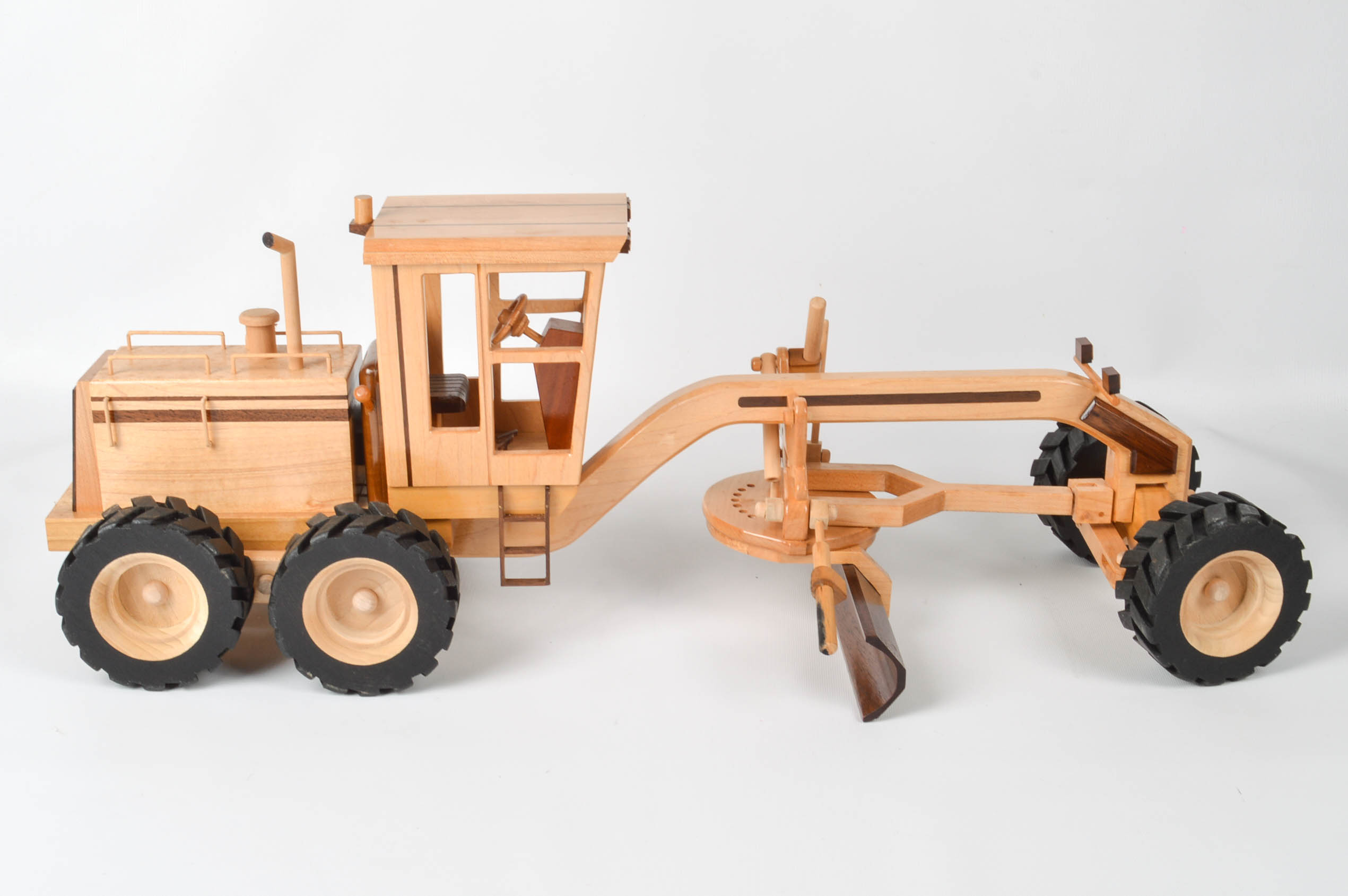 Handcrafted Wooden Tractor With Road Grater