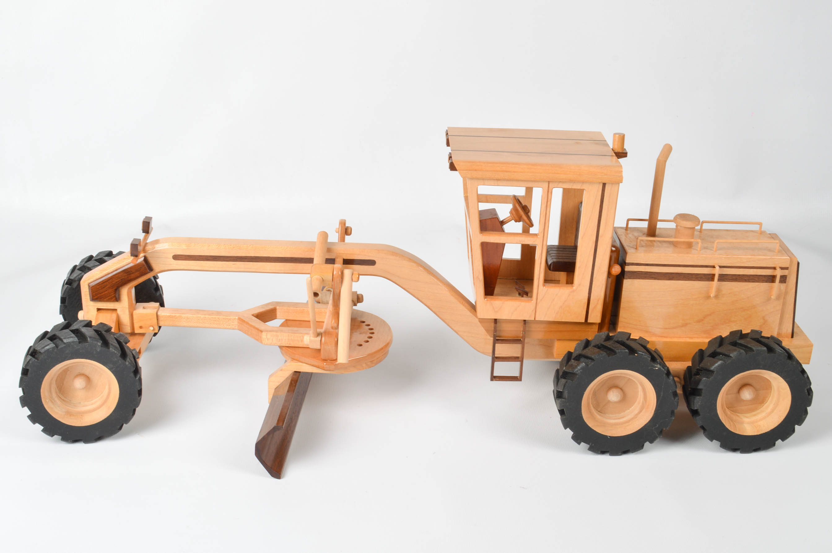 Handcrafted Wooden Tractor With Road Grater
