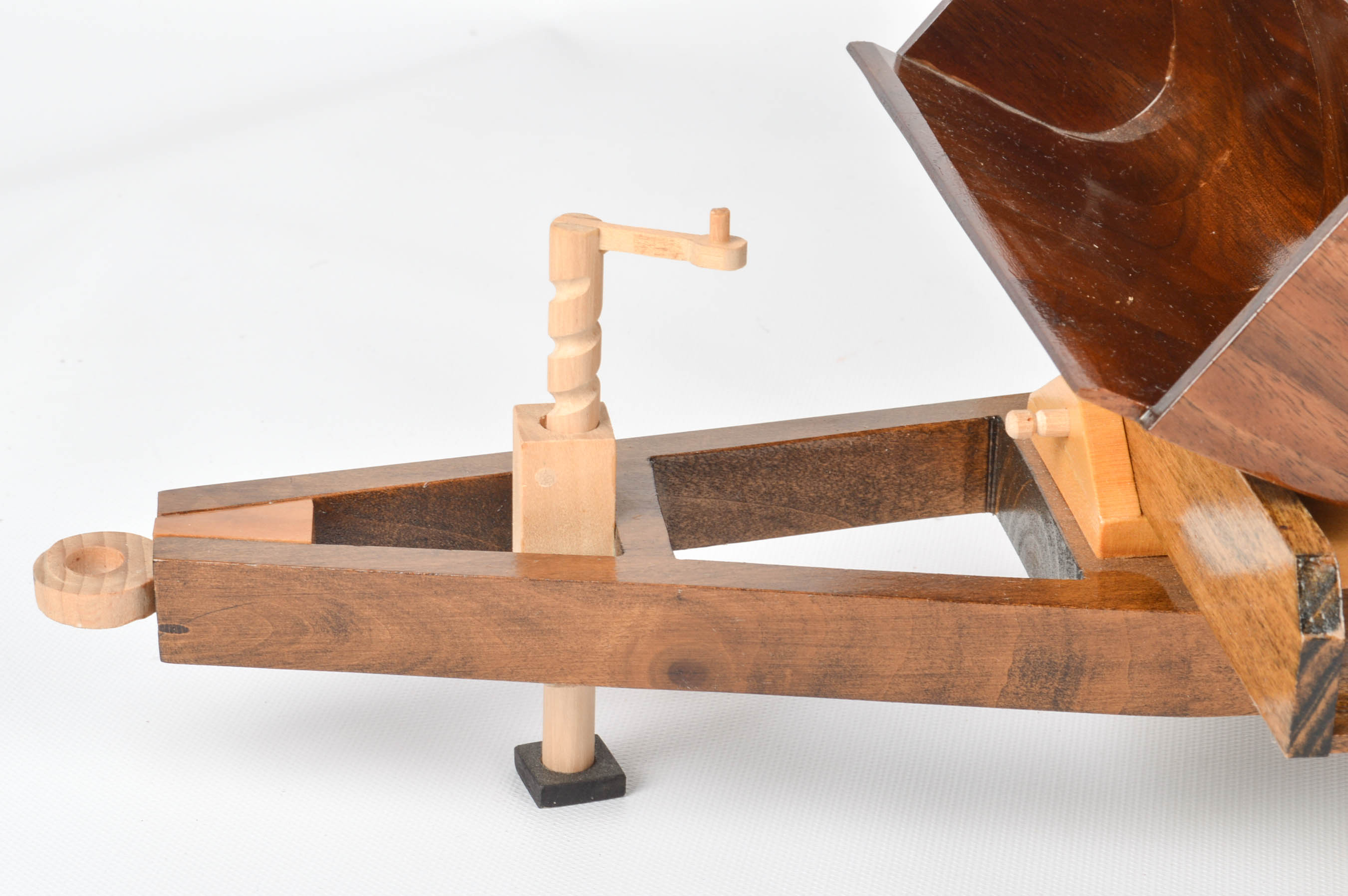 Handcrafted Wooden Dump Truck With Backhoe and Trailer